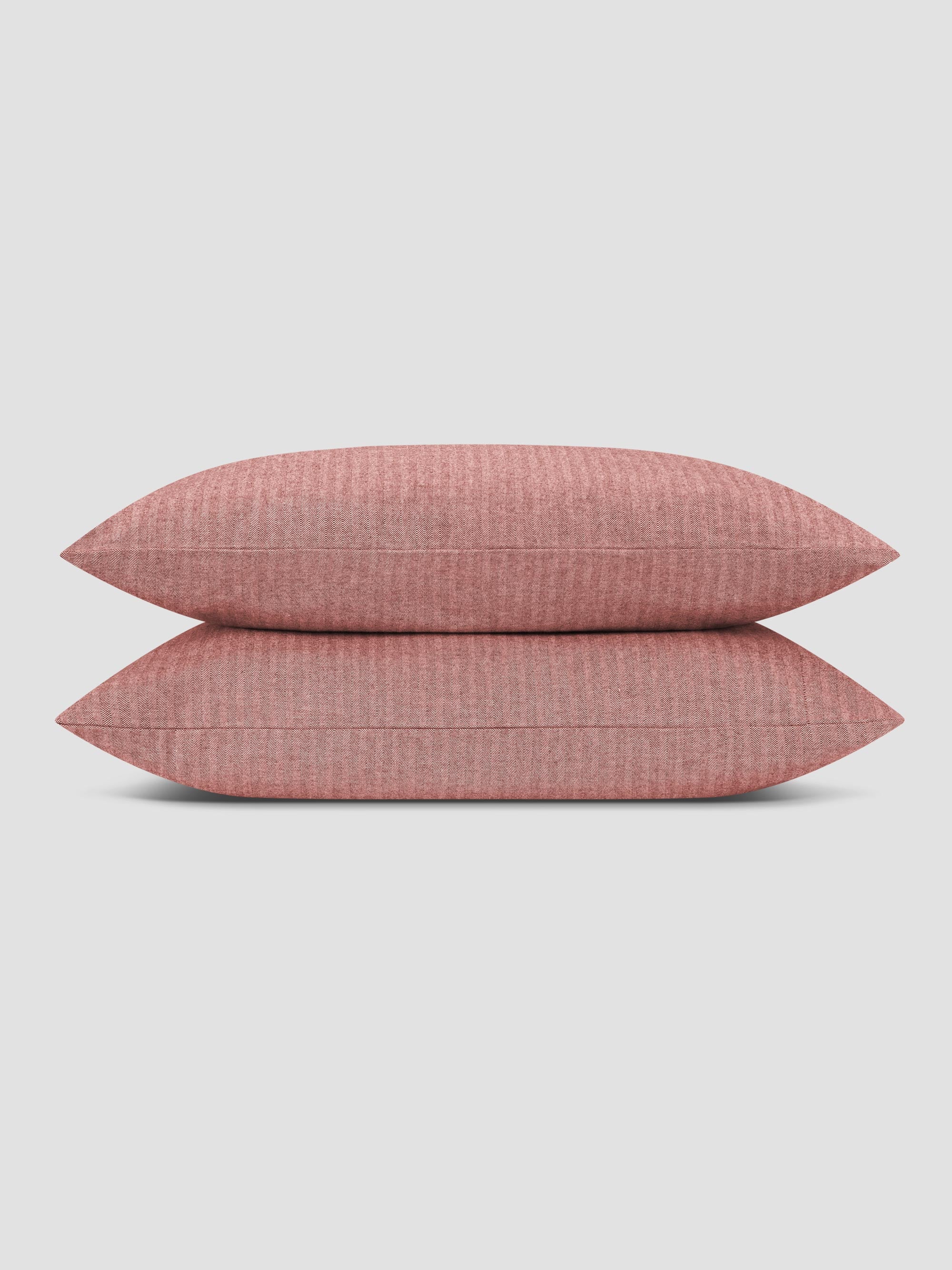 Auburn Red Herringbone Brushed Cotton Pillowcases (Pair) - Image 2