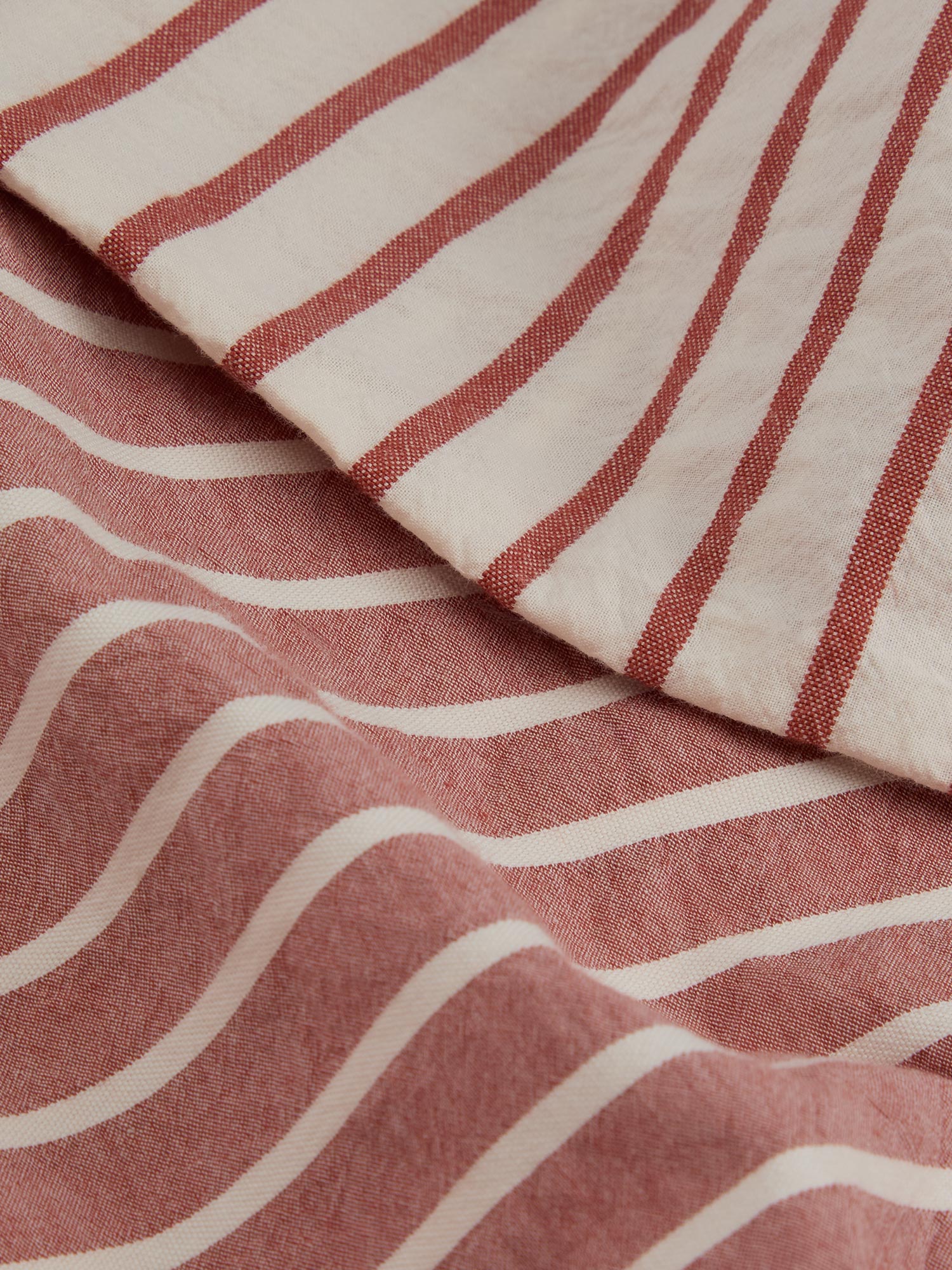 Auburn Red Textured Stripe Cotton Pillowcases (Pair) - Image 3