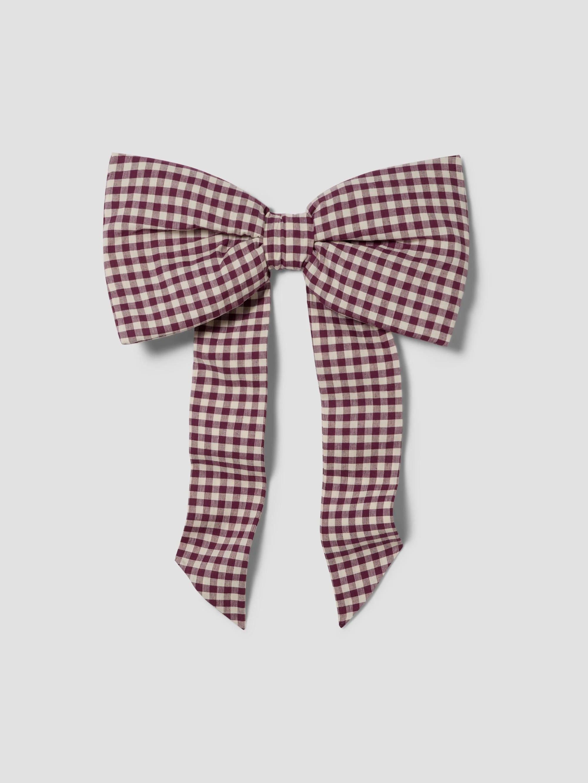 Berry Gingham Linen Blend Bow - Image 2