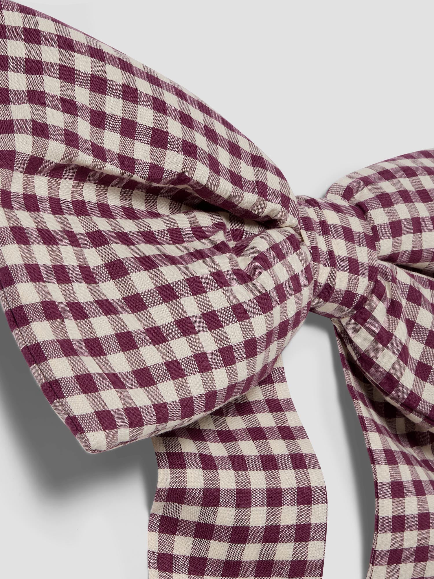 Berry Gingham Linen Blend Bow - Image 3
