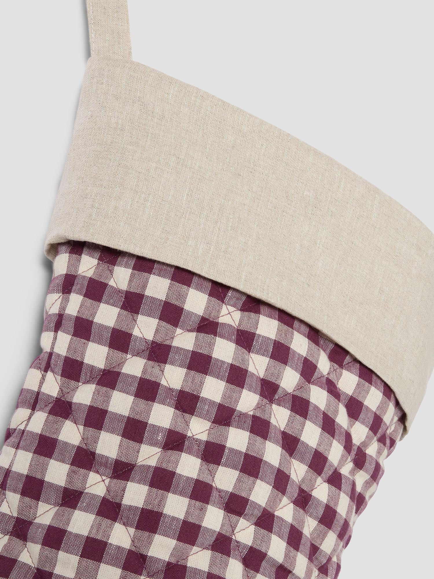 Berry Gingham Linen Blend Christmas Stocking - Image 3