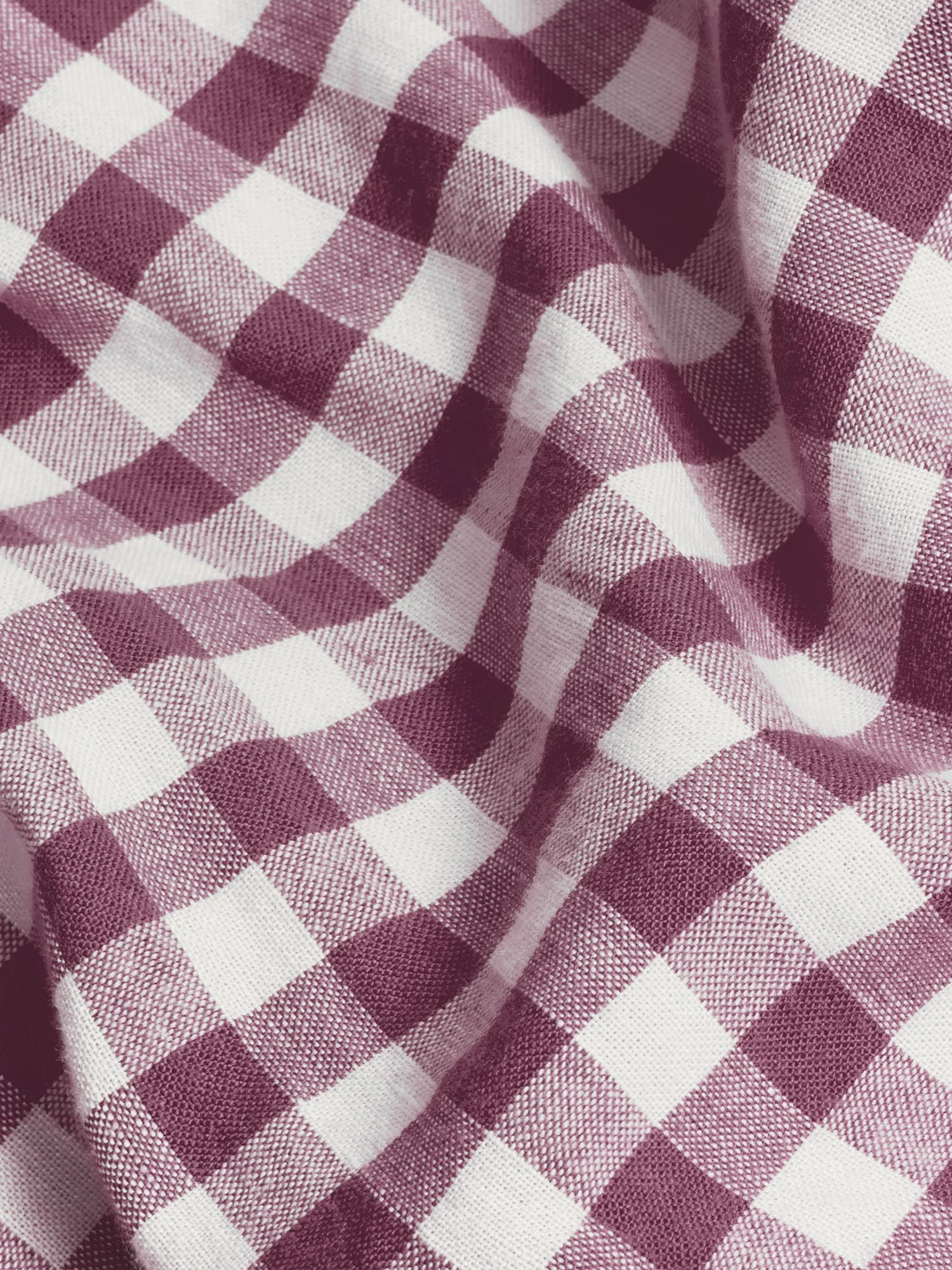 Berry Gingham 100% Linen Fitted Sheet - Image 3