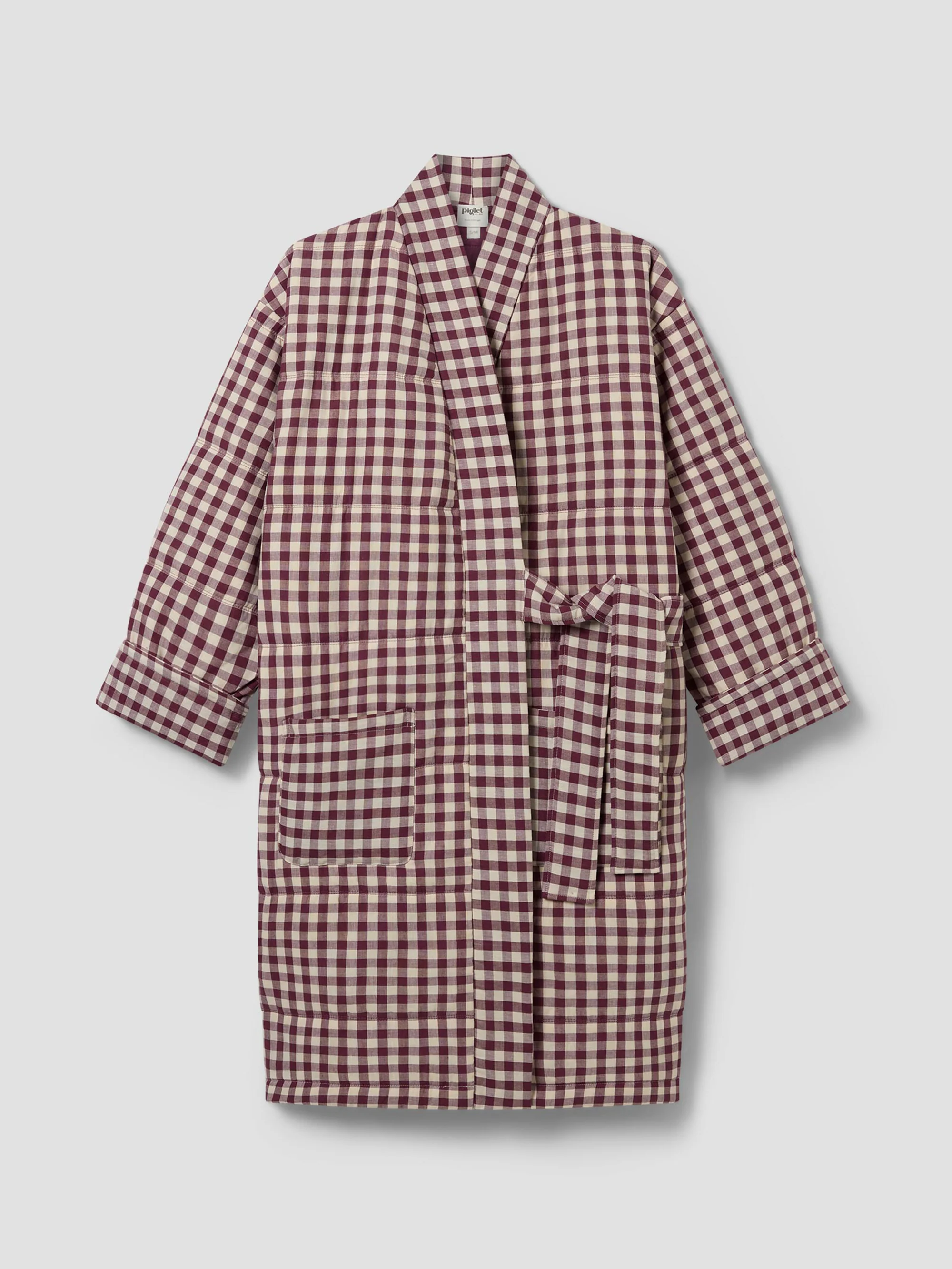 Berry Gingham Linen Blend Housecoat - Image 4