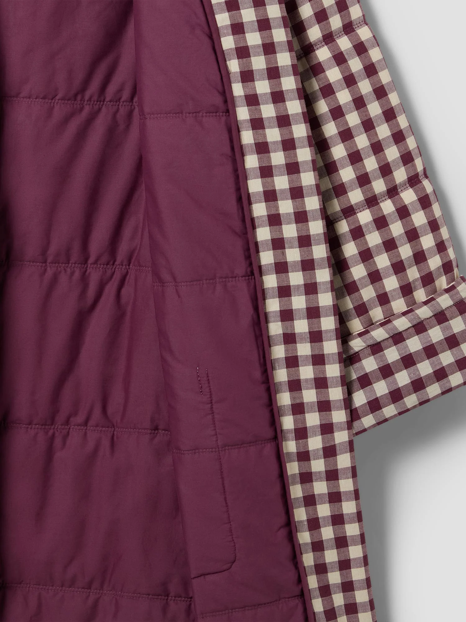 Berry Gingham Linen Blend Housecoat - Image 5