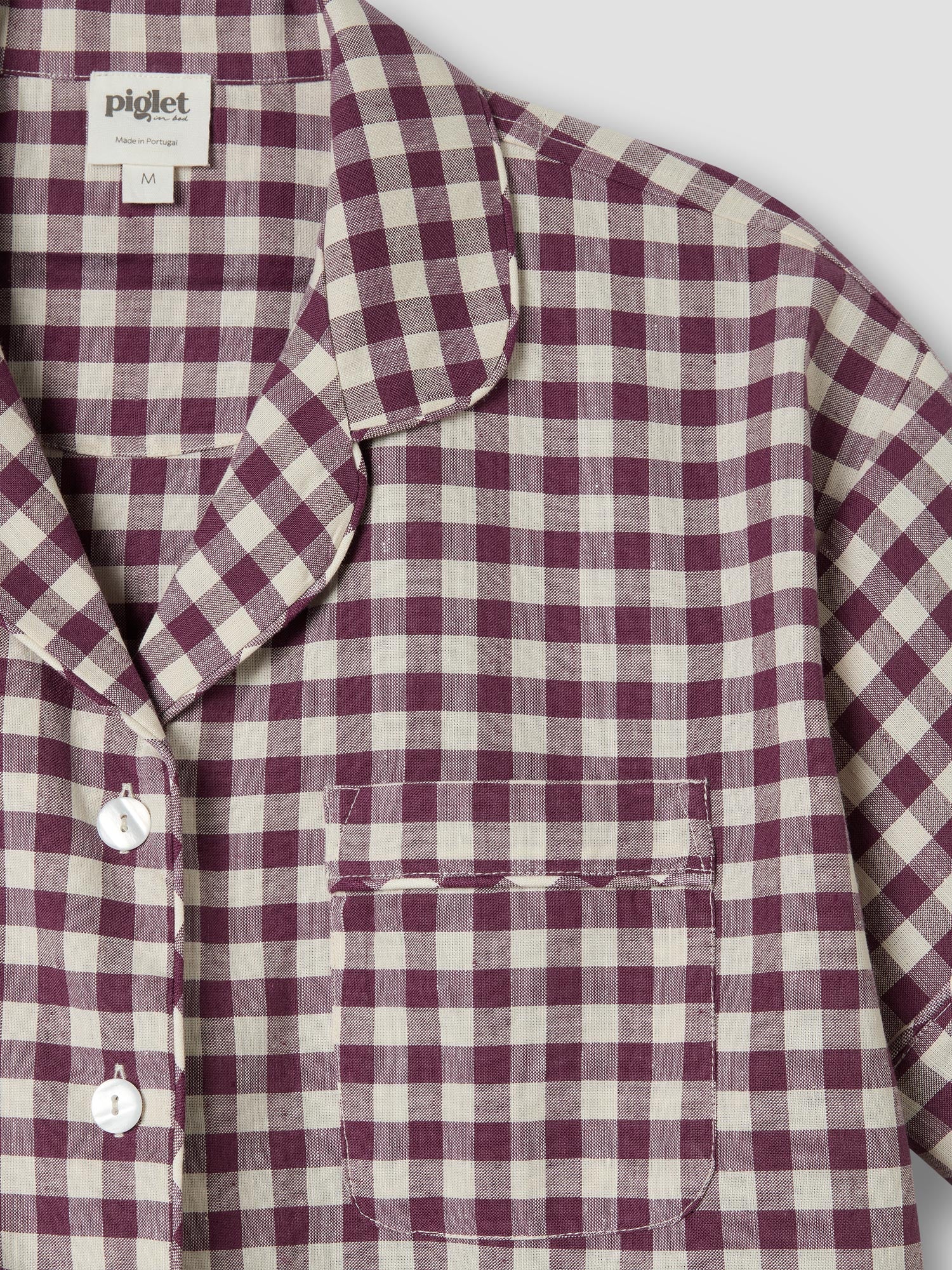Berry Gingham Linen Blend Pyjama Short Set - Image 5
