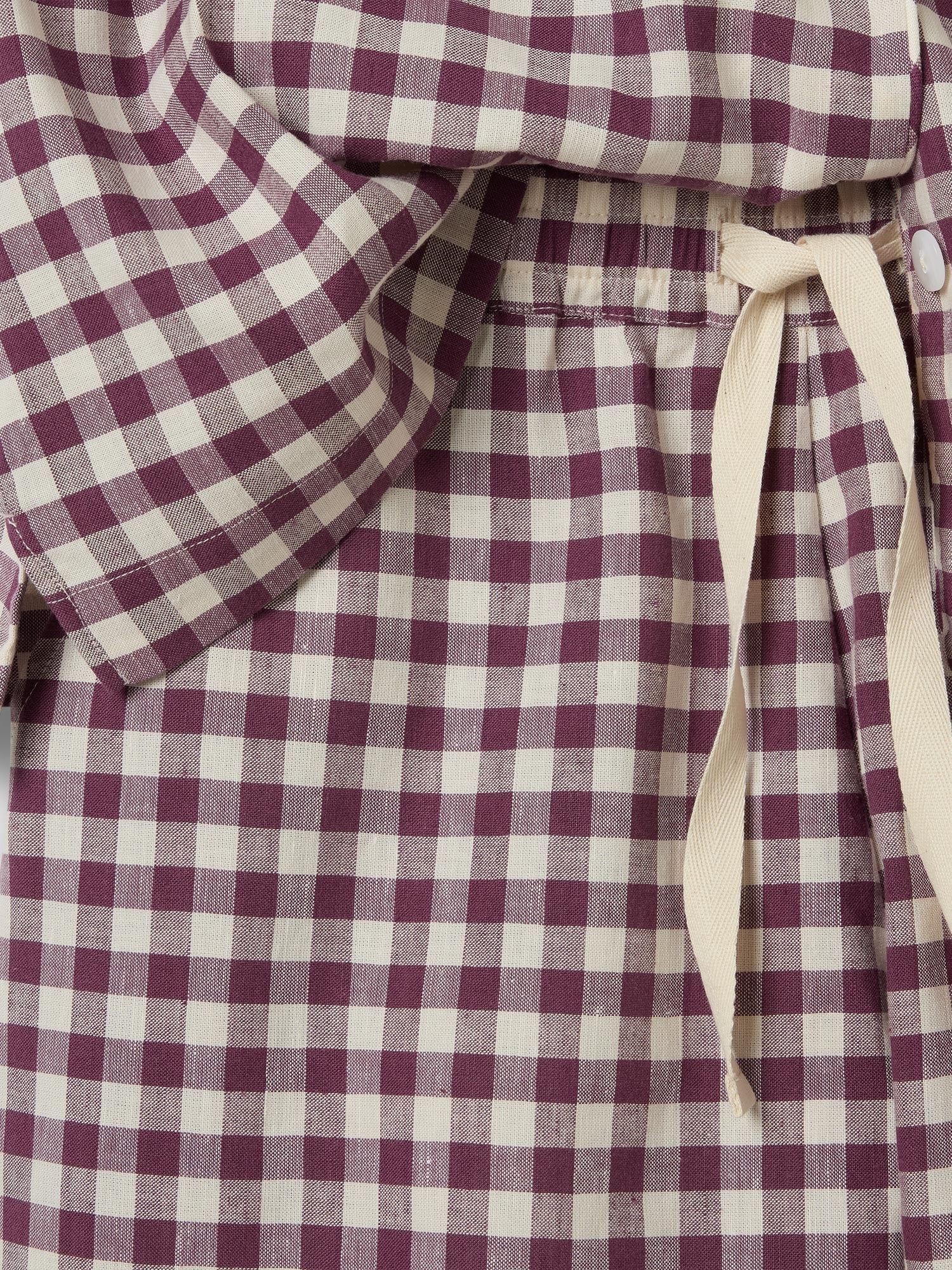 Berry Gingham Linen Blend Pyjama Short Set - Image 6