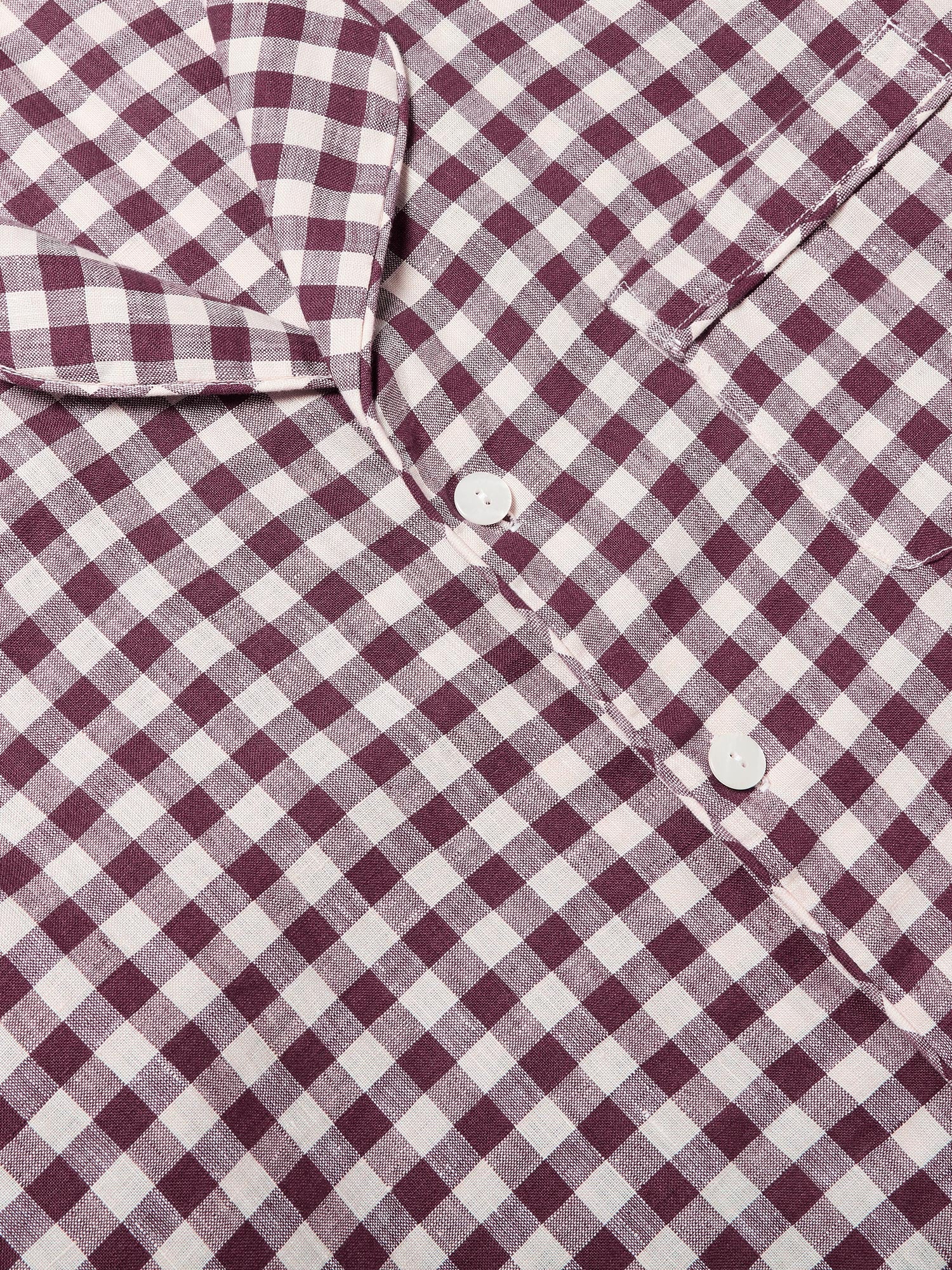 Men's Berry Gingham Pyjama Shirt - Image 3