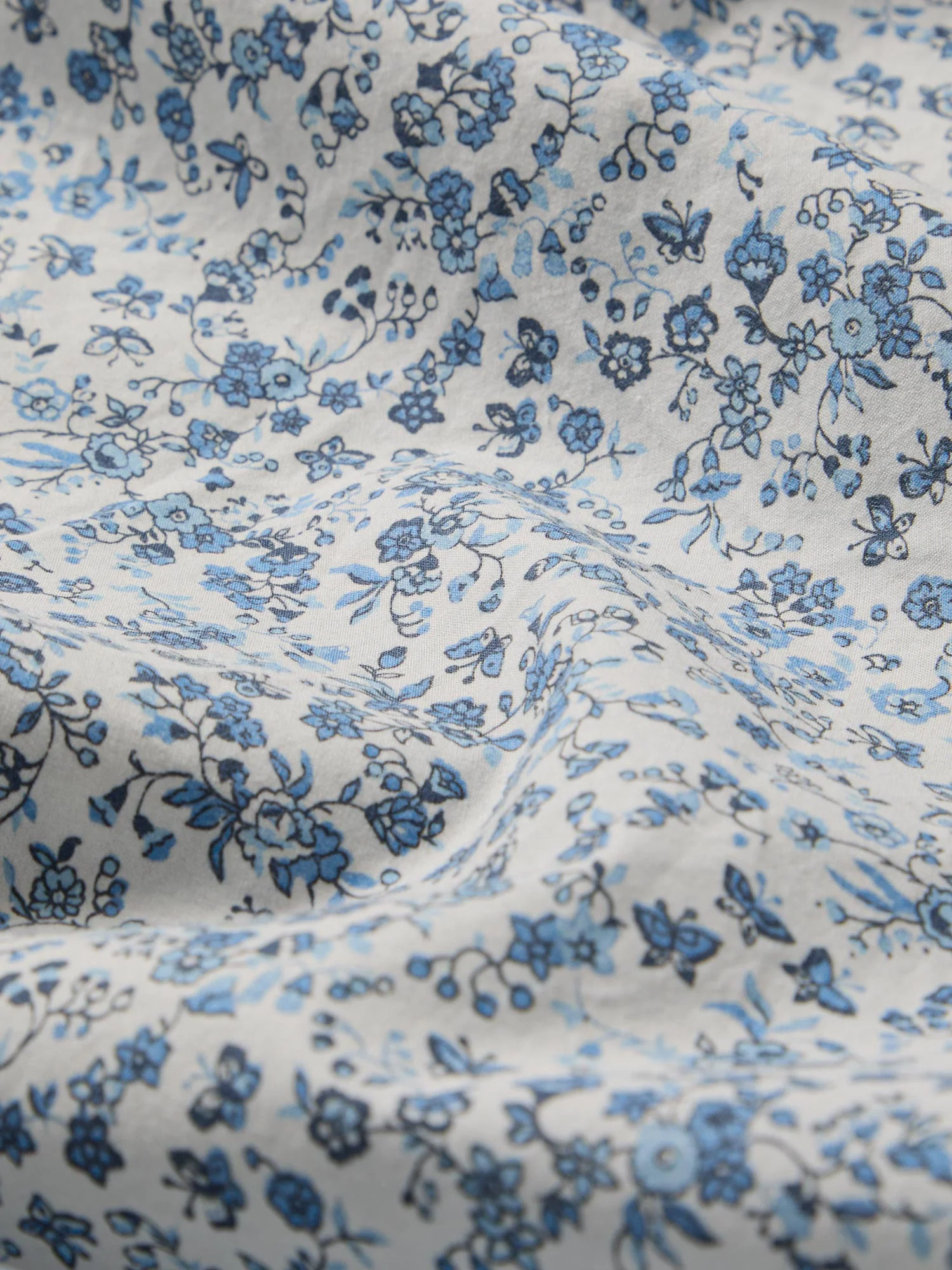 Blue Mini Meadow Cotton Flat Sheet - Image 3