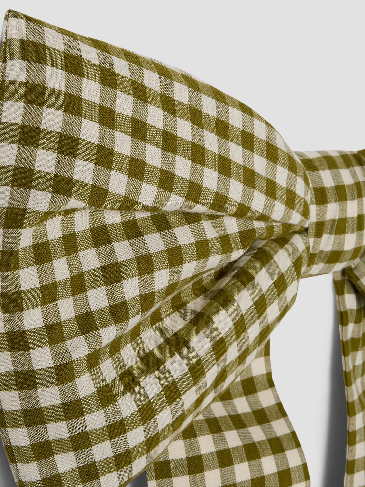 Botanical Green Gingham Linen Blend Bow - Image 3