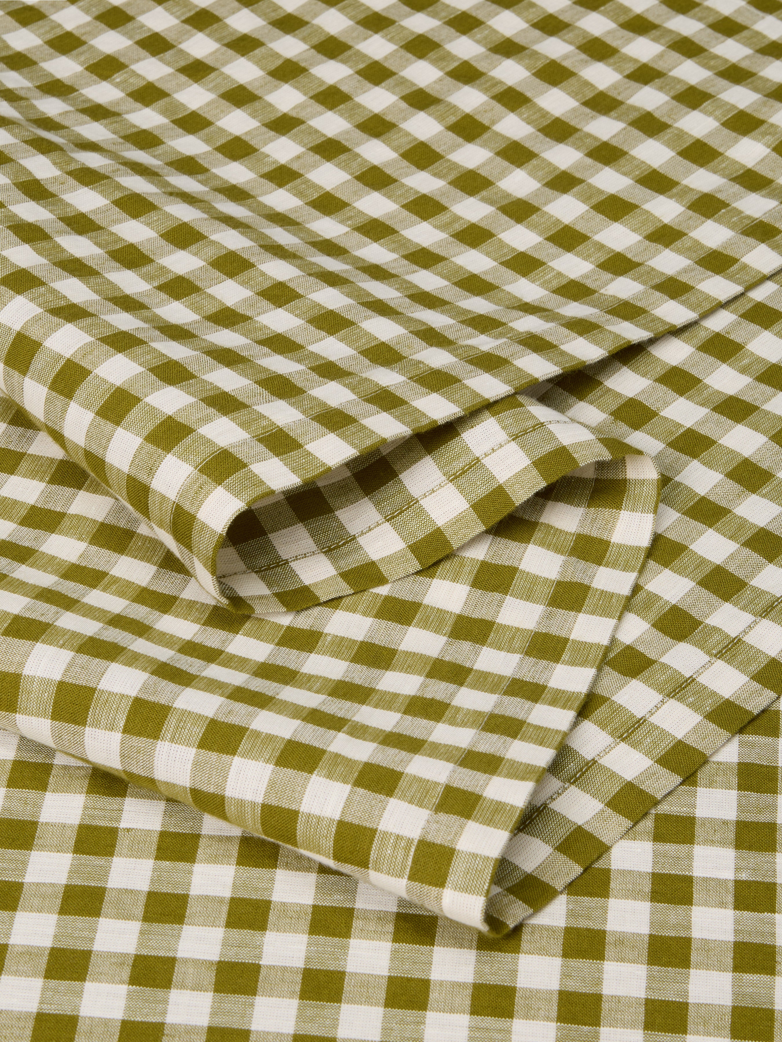Botanical Green Gingham Linen Blend Table Runner - Image 3