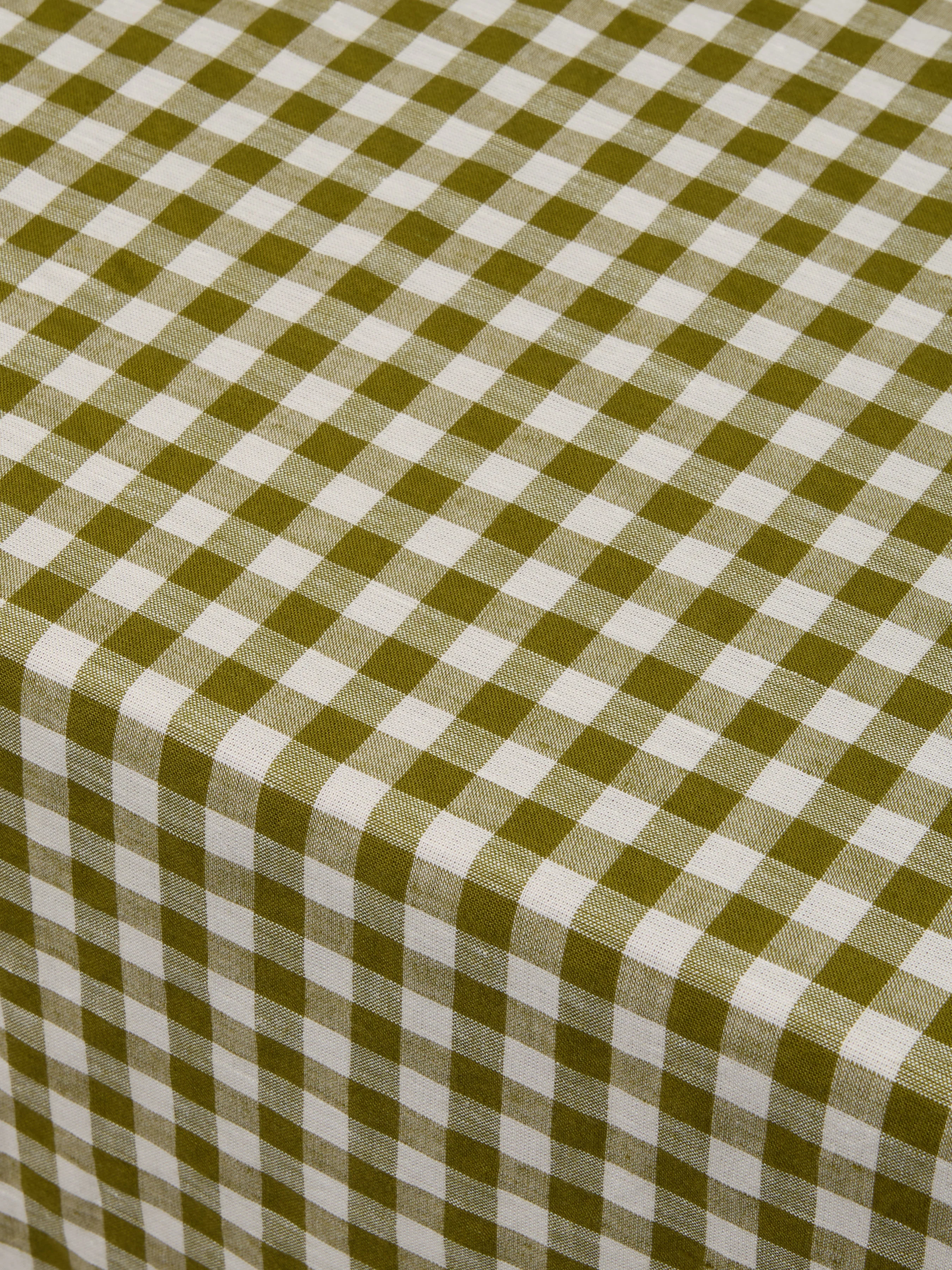 Botanical Green Gingham Linen Blend Tablecloth - Image 3