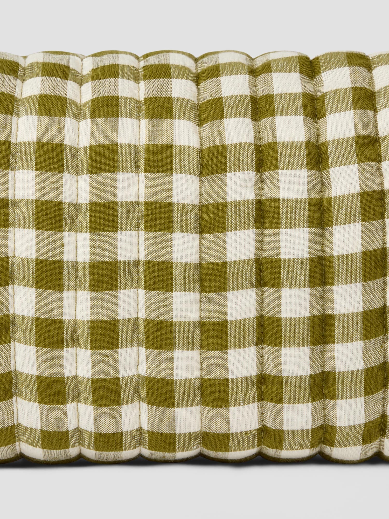 Botanical Green Gingham Linen Blend Wash Bag - Image 3