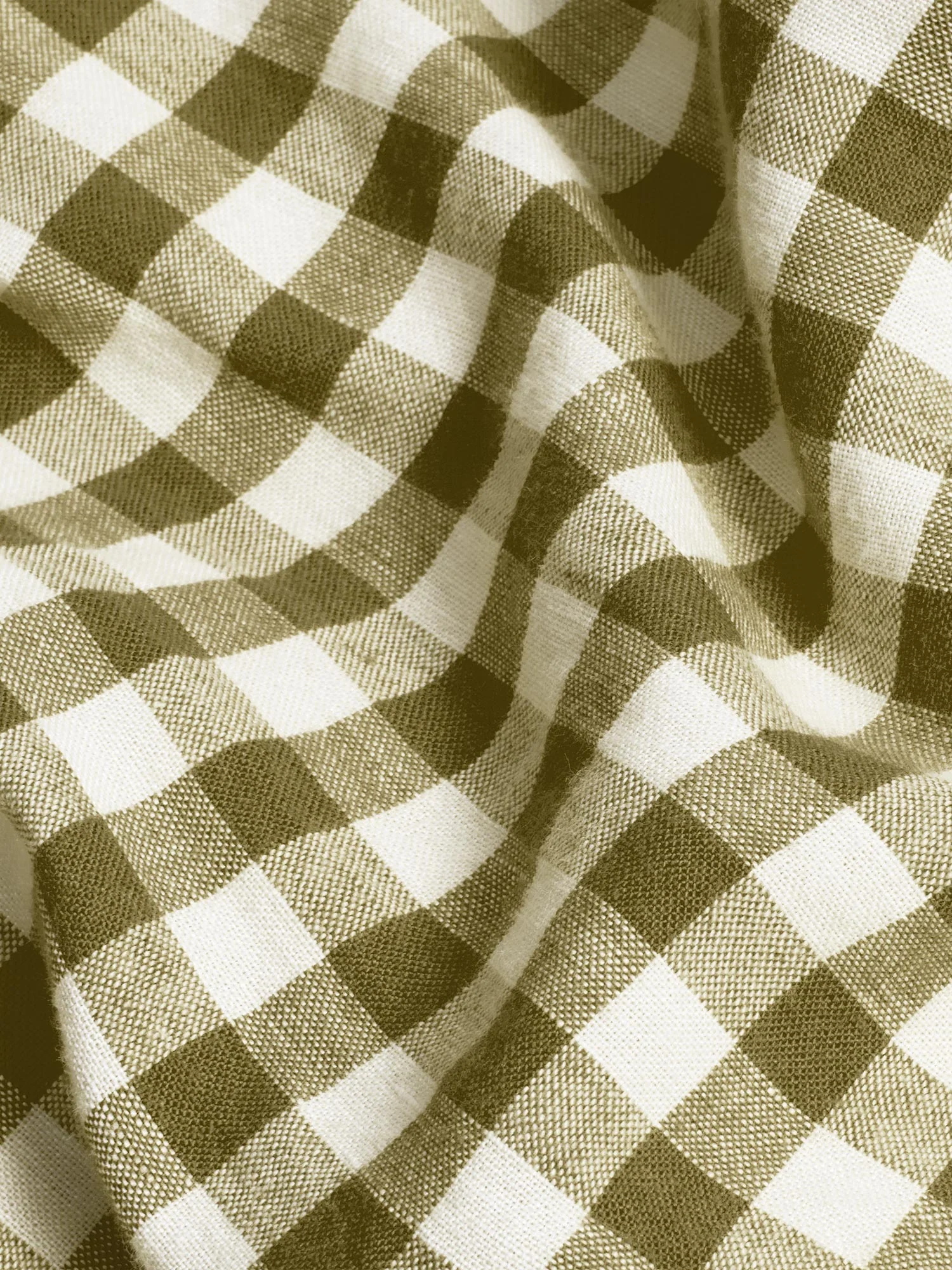 Botanical Green Gingham 100% Linen Fitted Sheet - Image 3