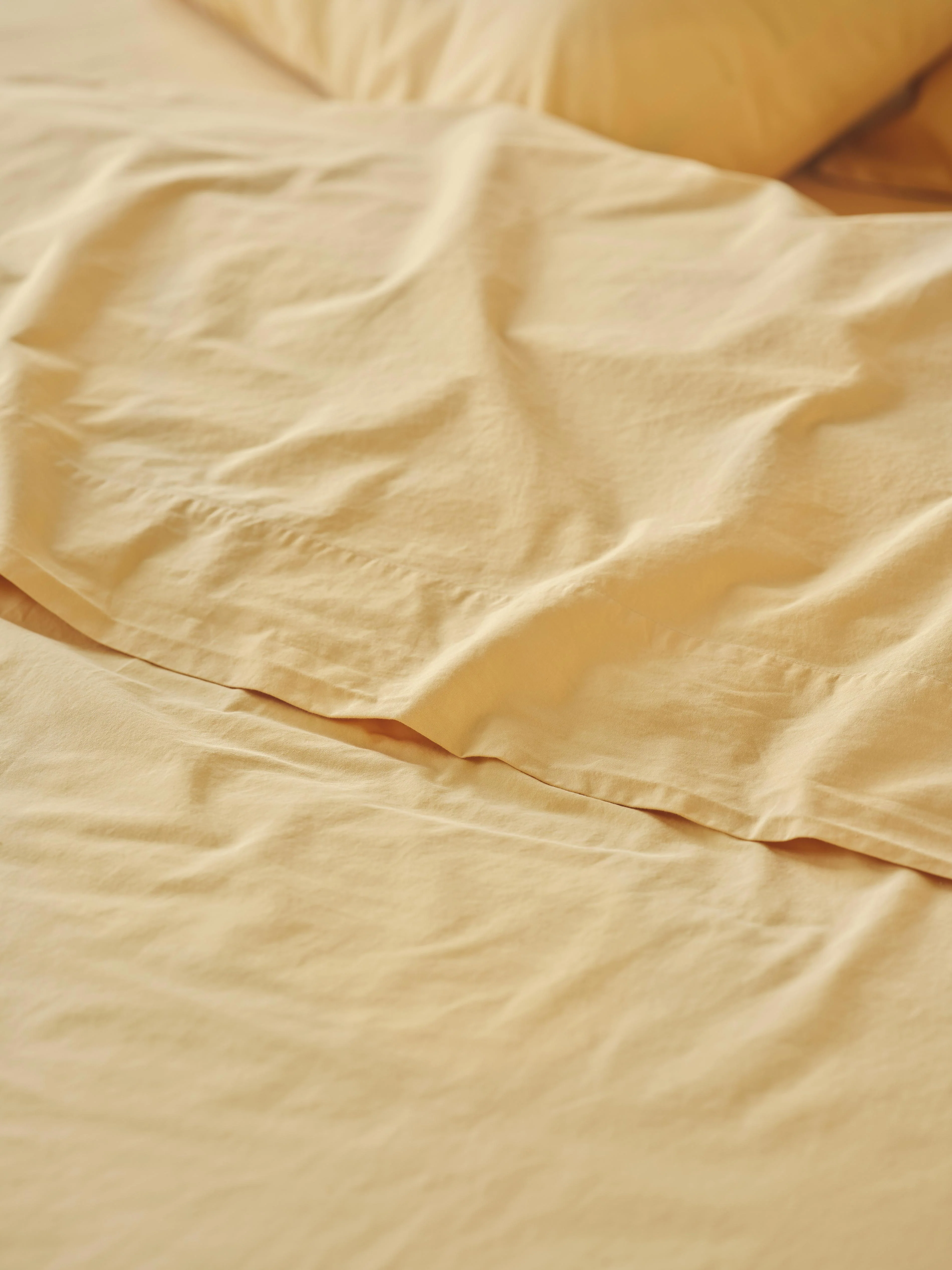 Butter Yellow Washed Cotton Percale Flat Sheet