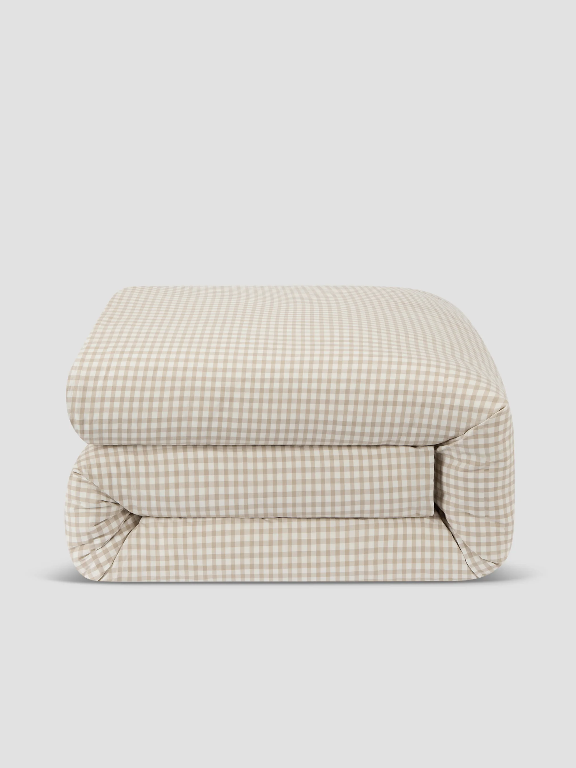 Café au Lait Gingham Washed Cotton Duvet Cover - Image 3