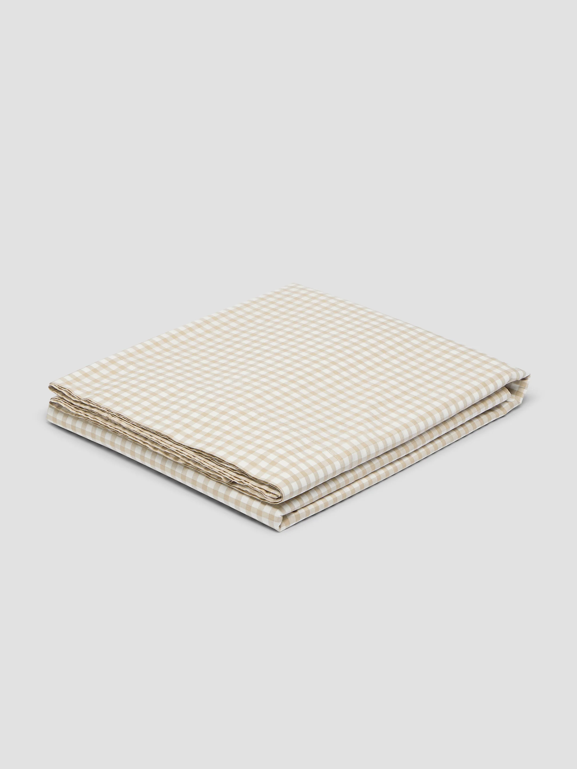Café au Lait Gingham Washed Cotton Flat Sheet - Image 2