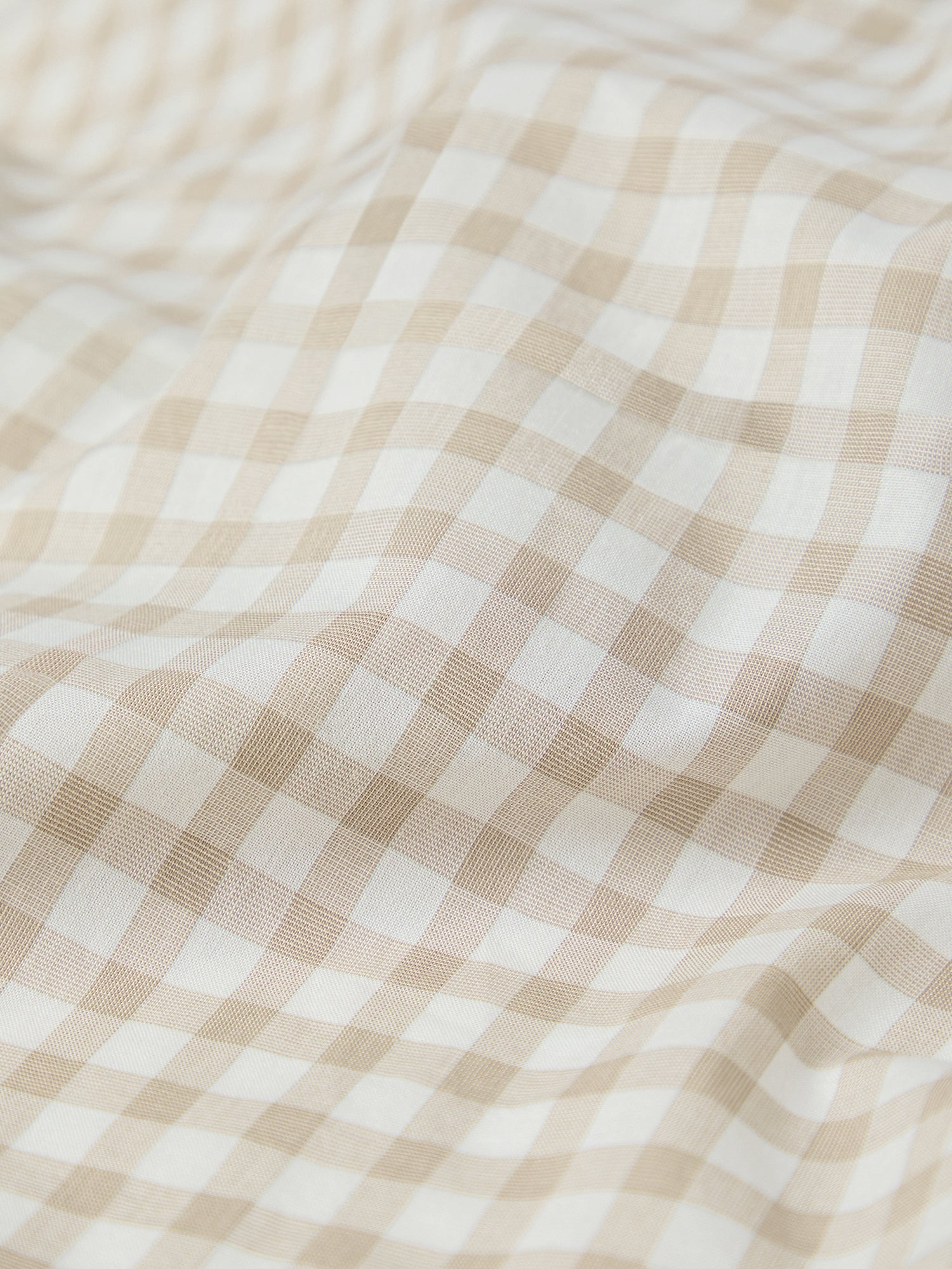 Café au Lait Gingham Washed Cotton Flat Sheet - Image 3
