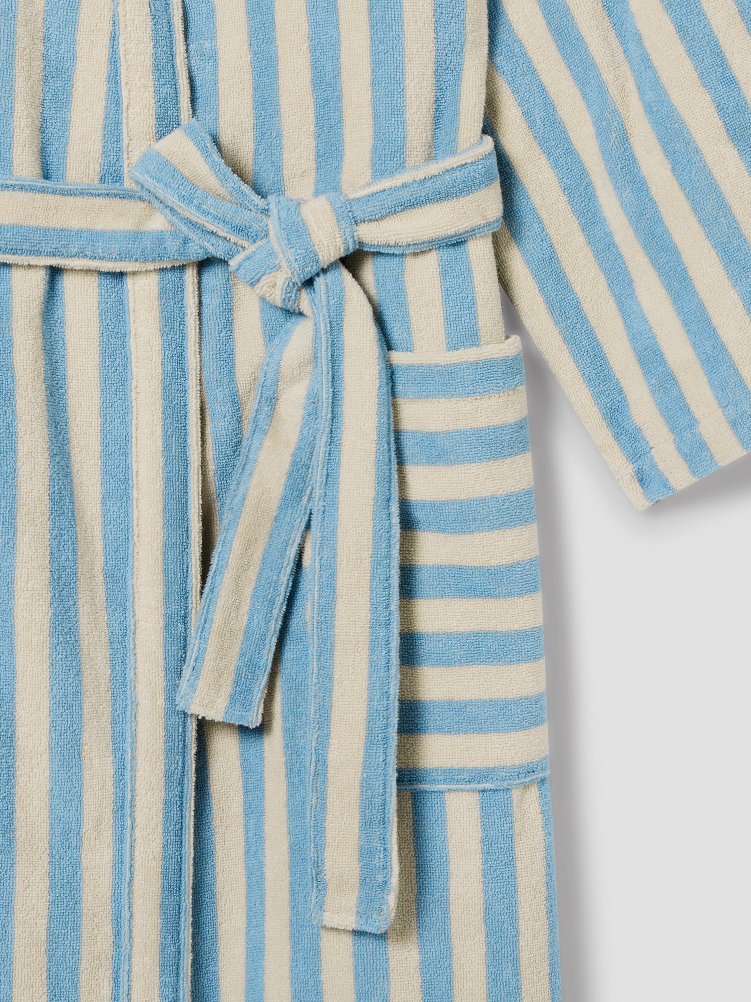 Coastal Blue Pembroke Stripe Cotton Robe - Image 3