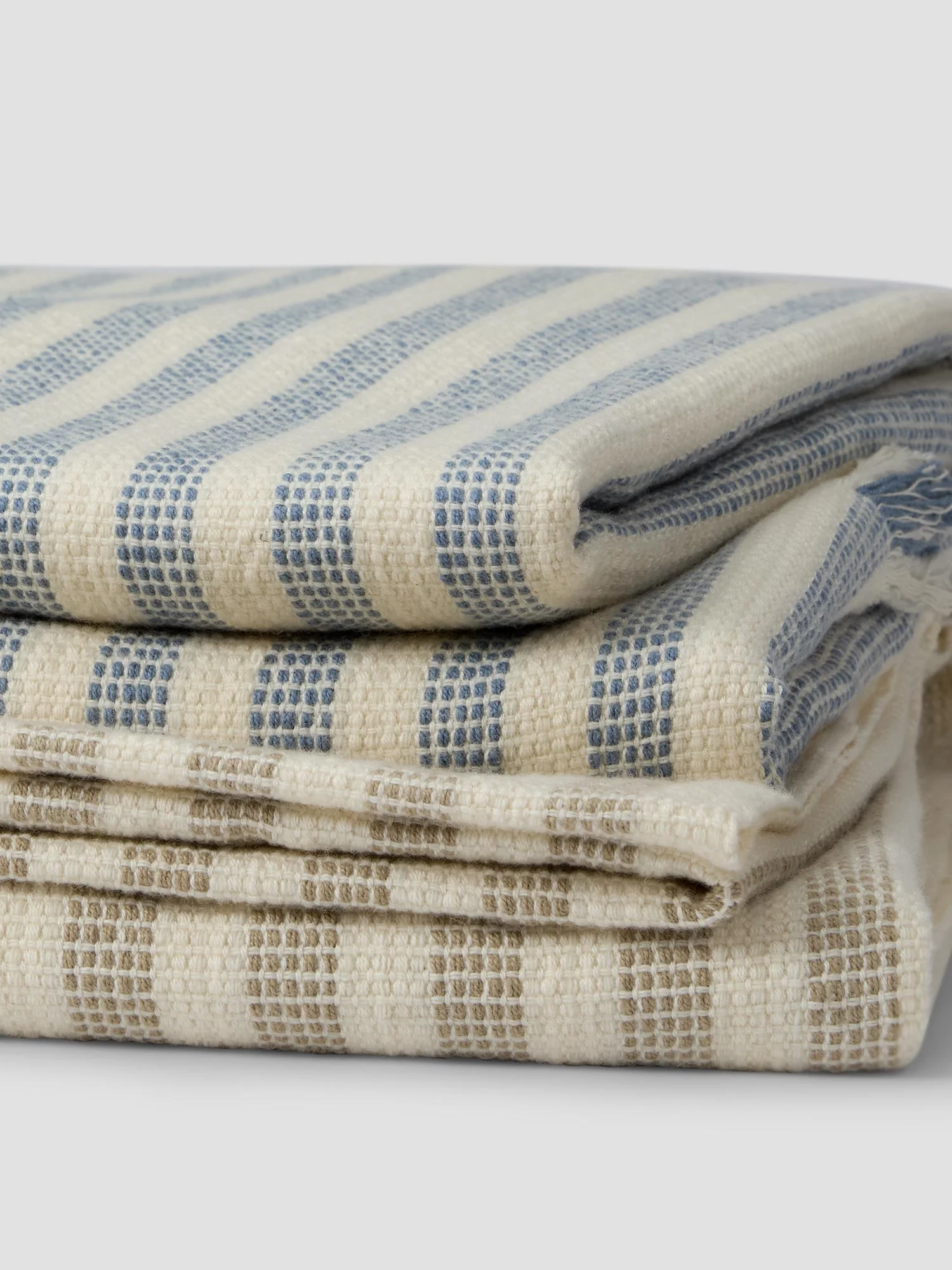 Coastal Blue Pembroke Stripe Wool Throw - Image 3