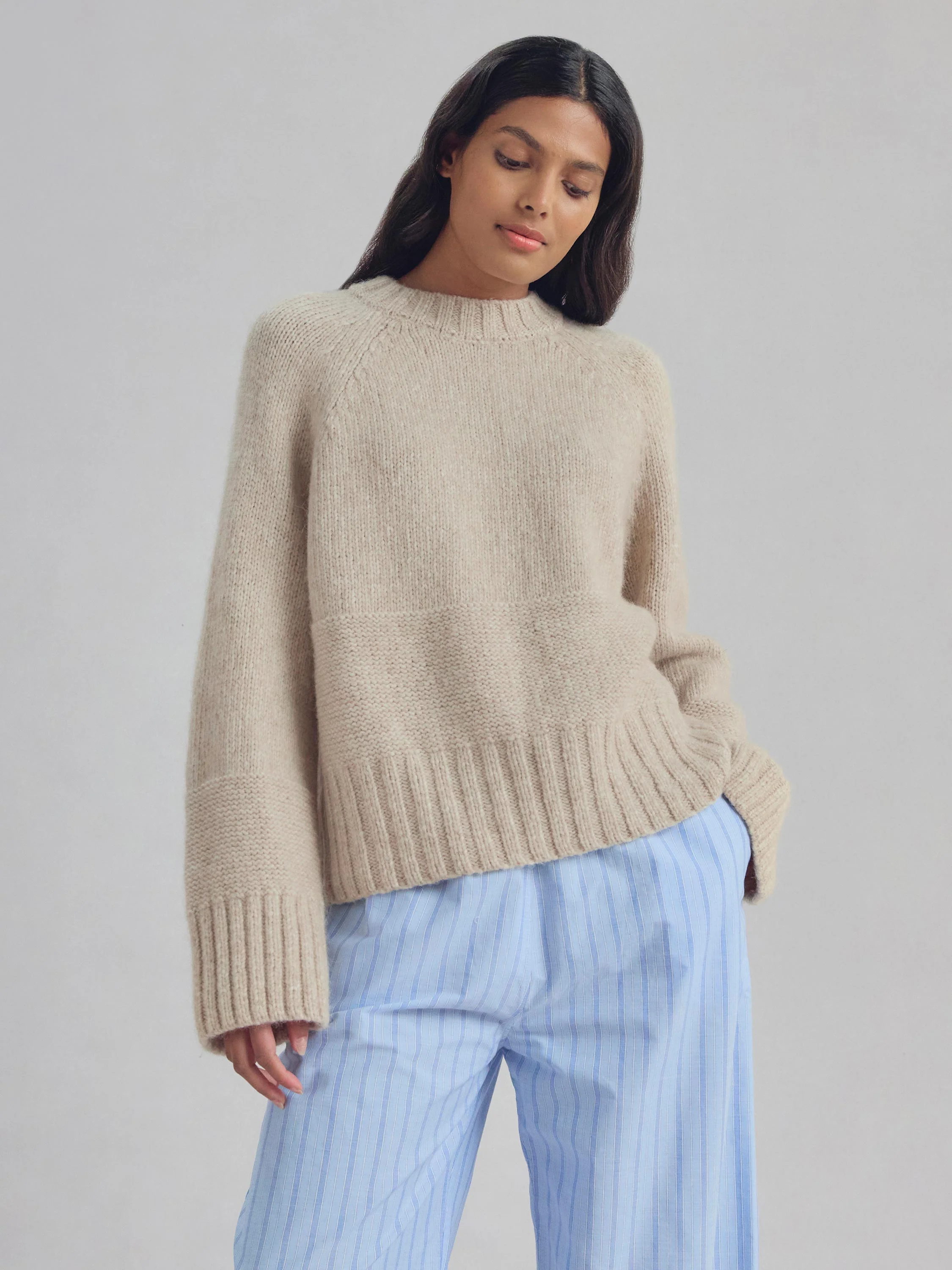 Cream Crew Neck Wool Jumper