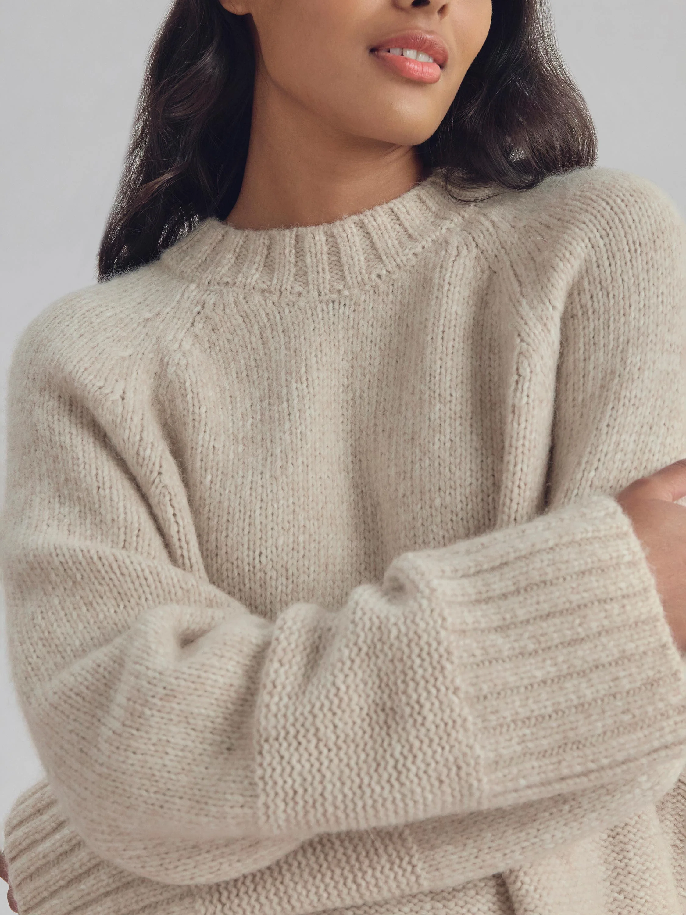 Cream Crew Neck Wool Jumper - Image 3
