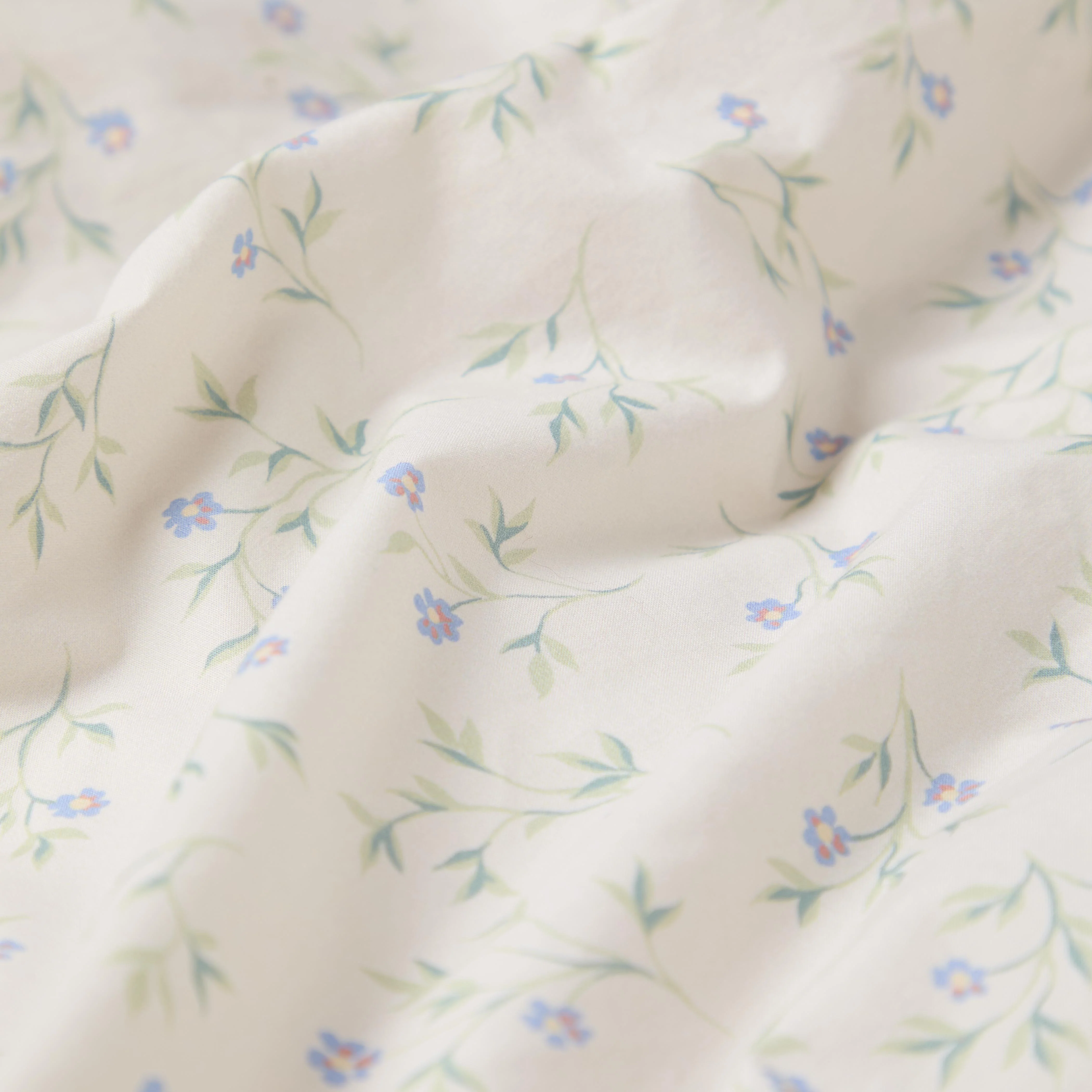 Cream Spring Sprig Cotton Flat Sheet