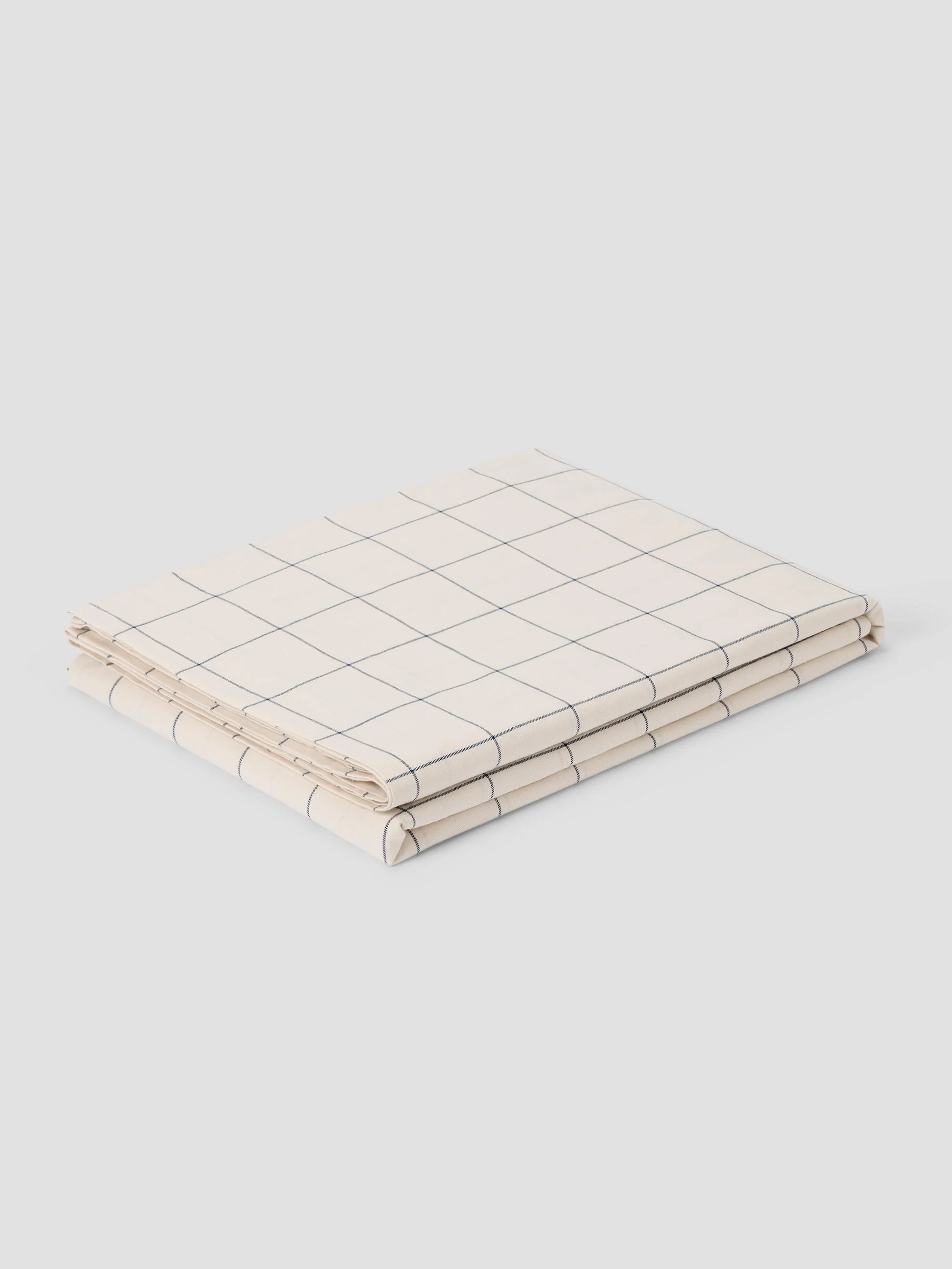 Dream Blue Burlow Check Cotton Percale Flat Sheet - Image 2
