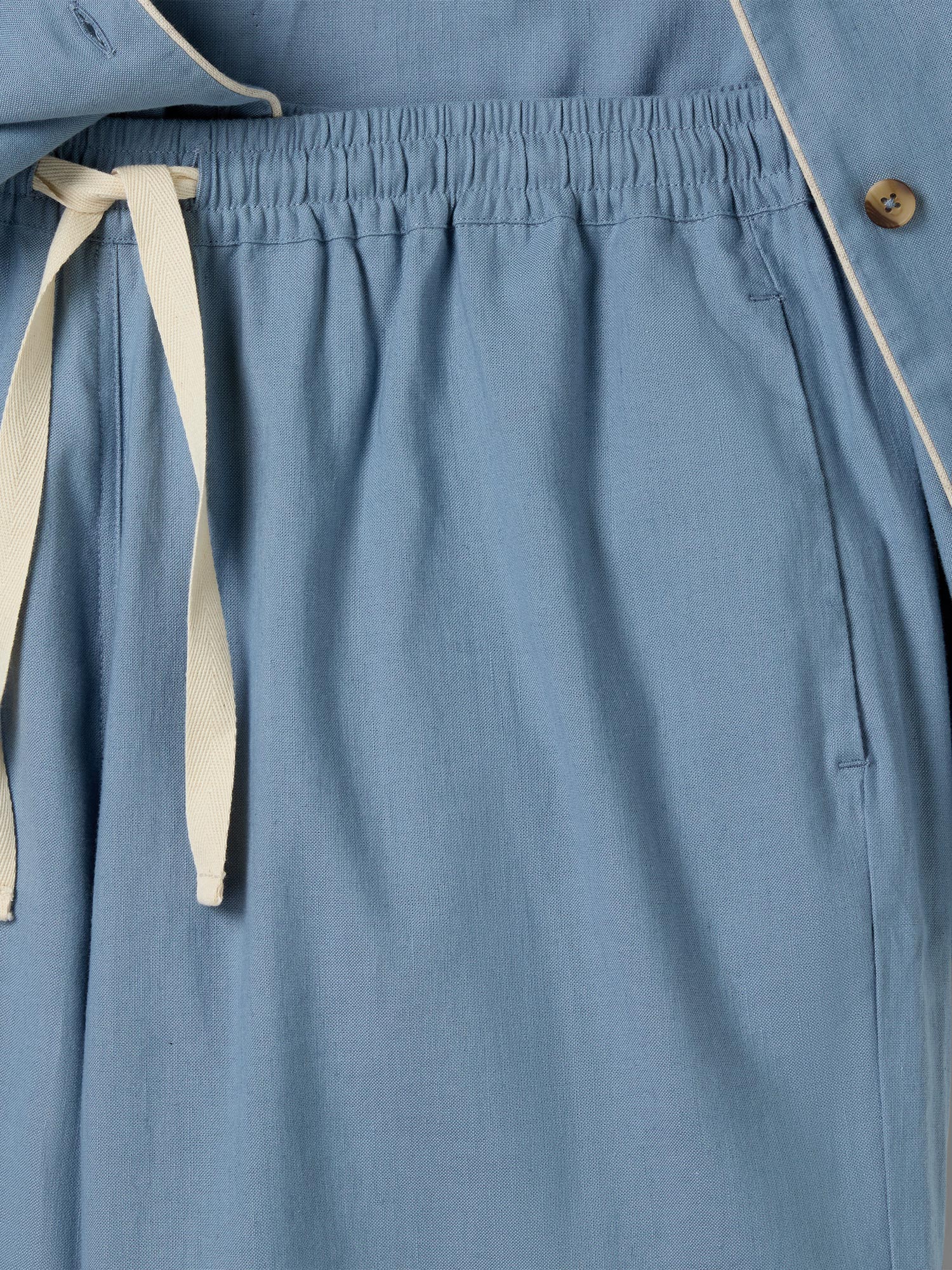 Dusk Blue Linen Blend Pyjama Trouser Set - Image 3