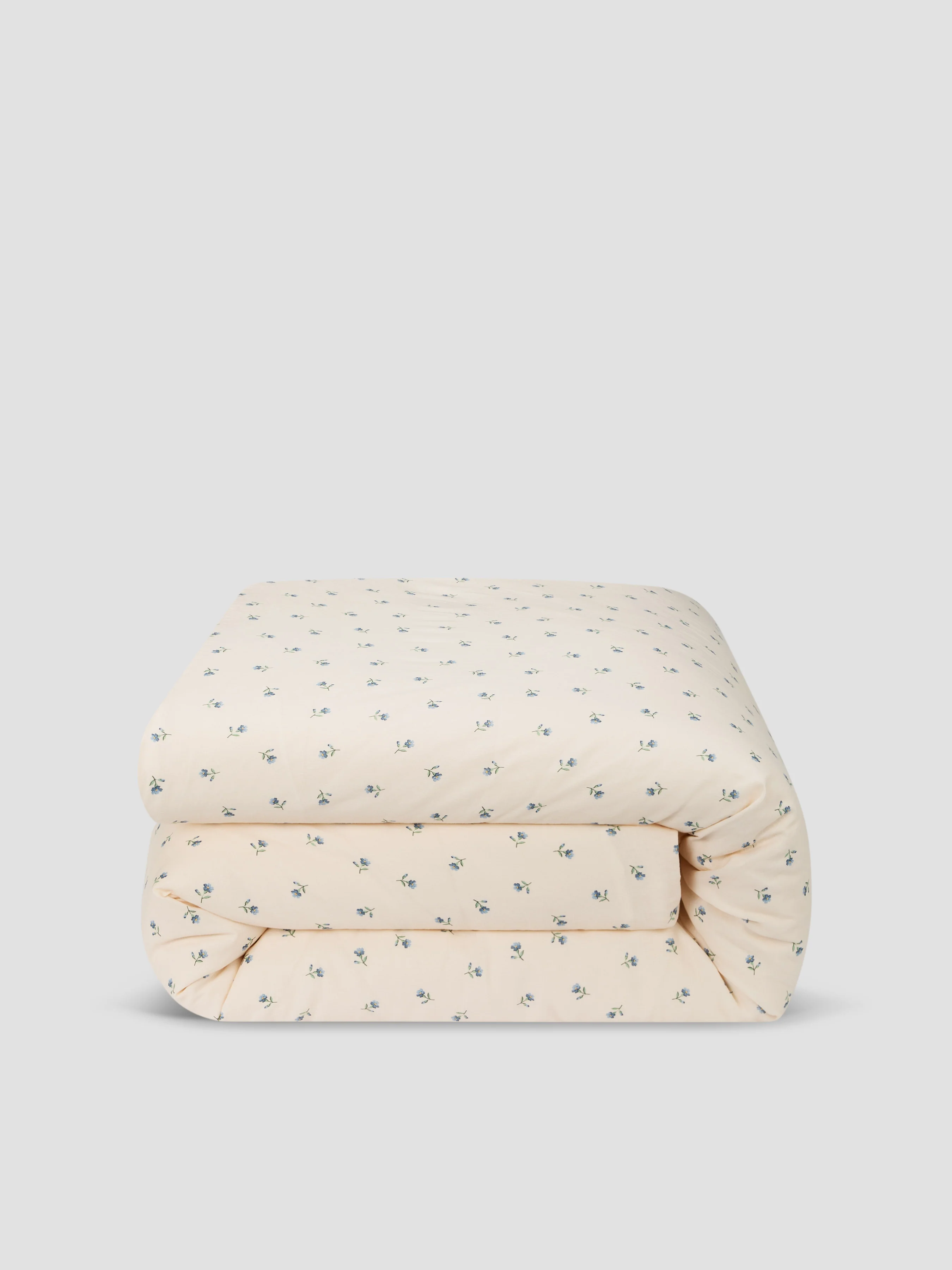 Dusk Blue Posy Bud Linen Blend Duvet Cover - Image 3