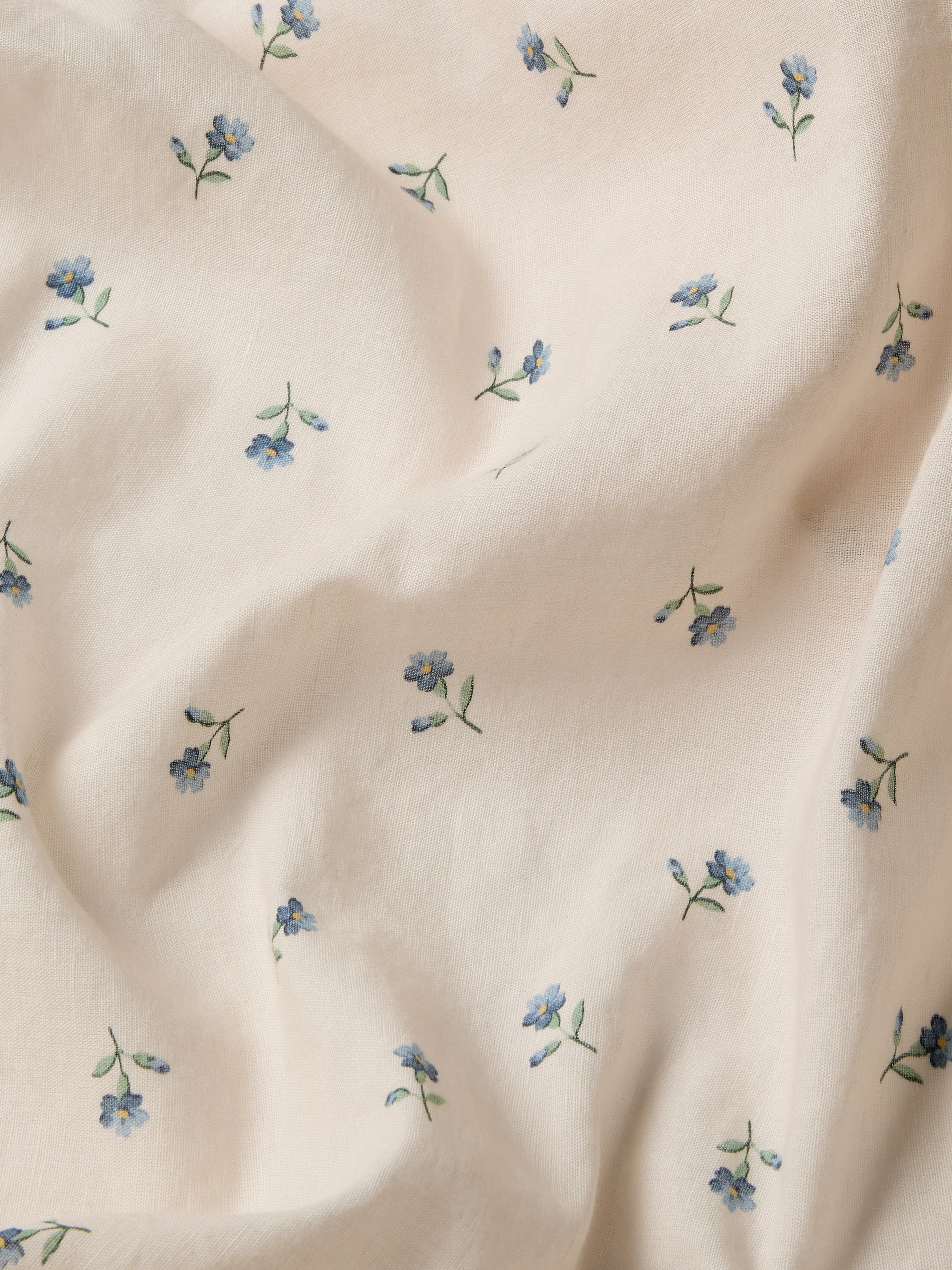 Dusk Blue Posy Bud Linen Blend Duvet Cover - Image 4