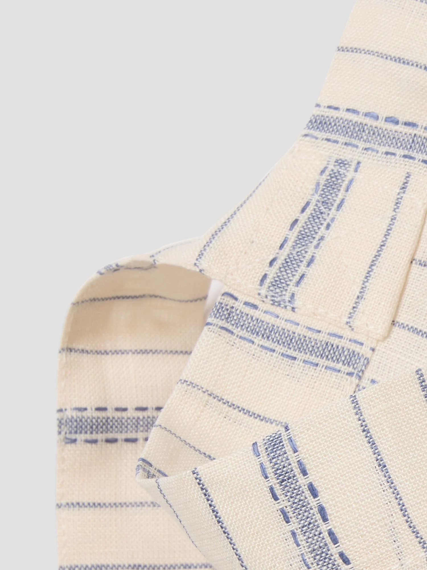 Dusk Blue Ticking Stripe 100% Linen Tote Bag - Image 2