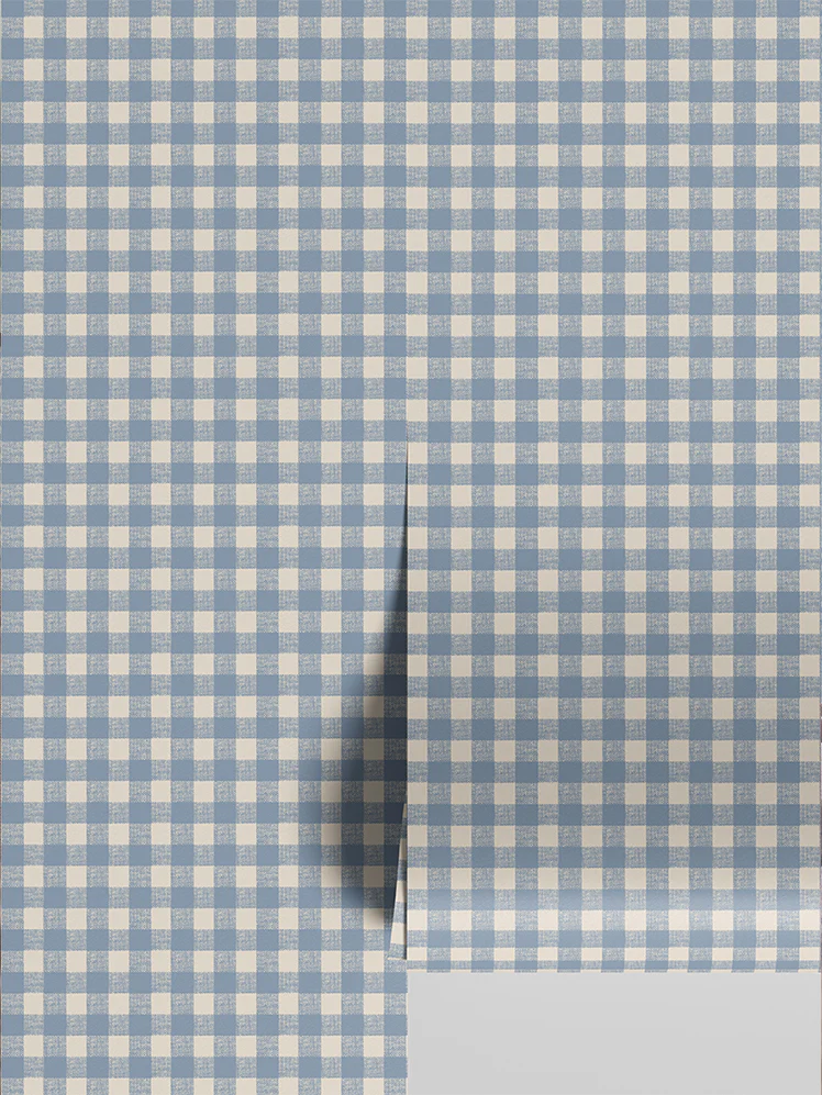 Dusty Blue Gingham Wallpaper