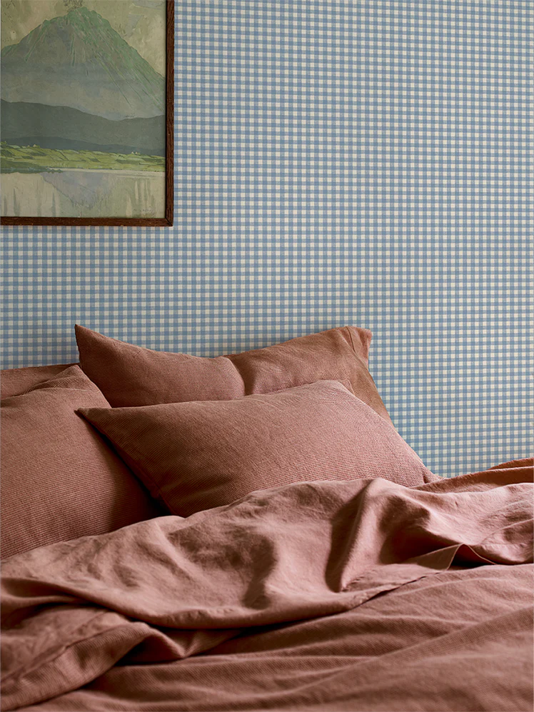 Dusty Blue Gingham Wallpaper - Image 2