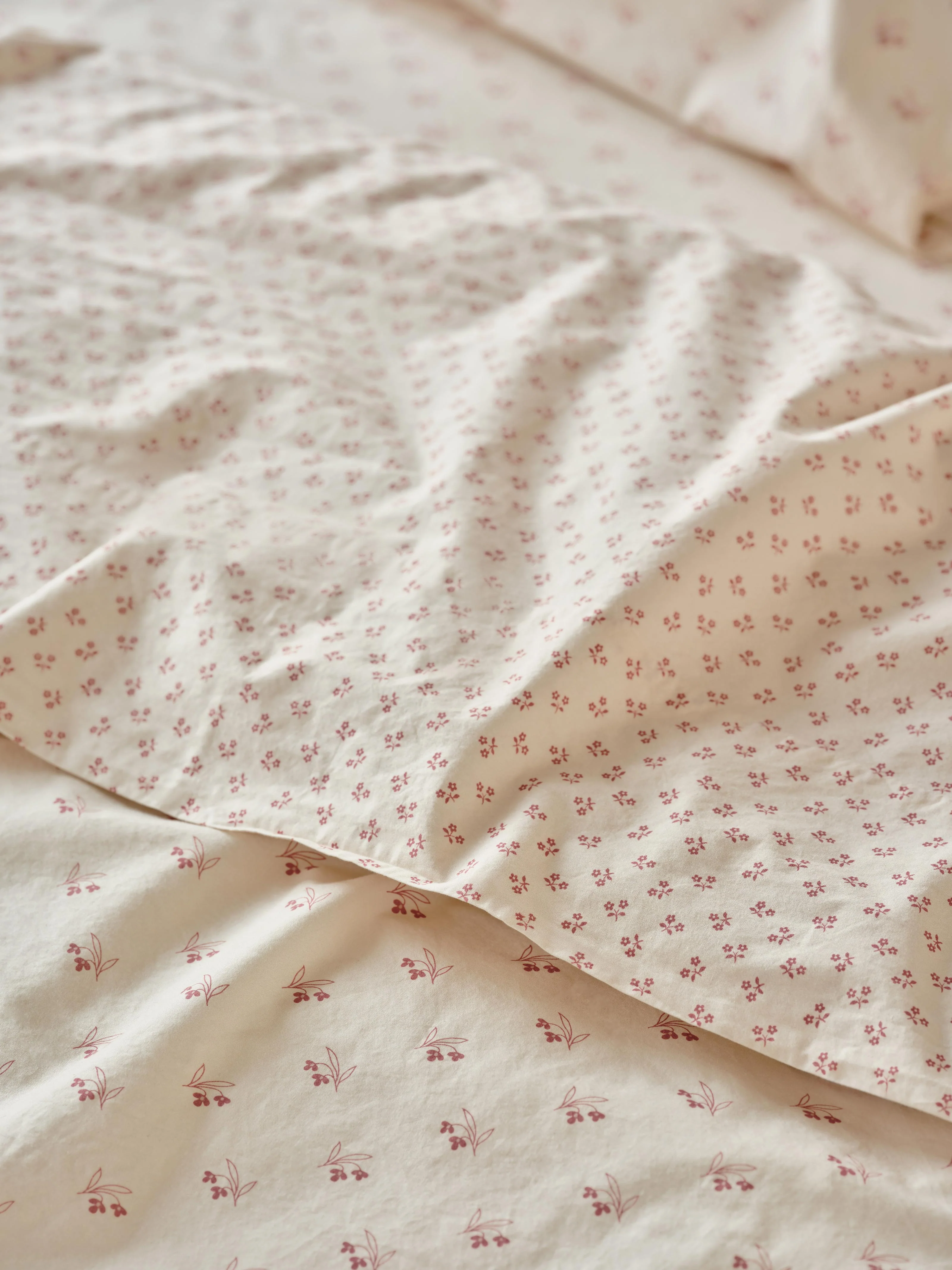 Dusty Pink Martha Floral Cotton Flat Sheet