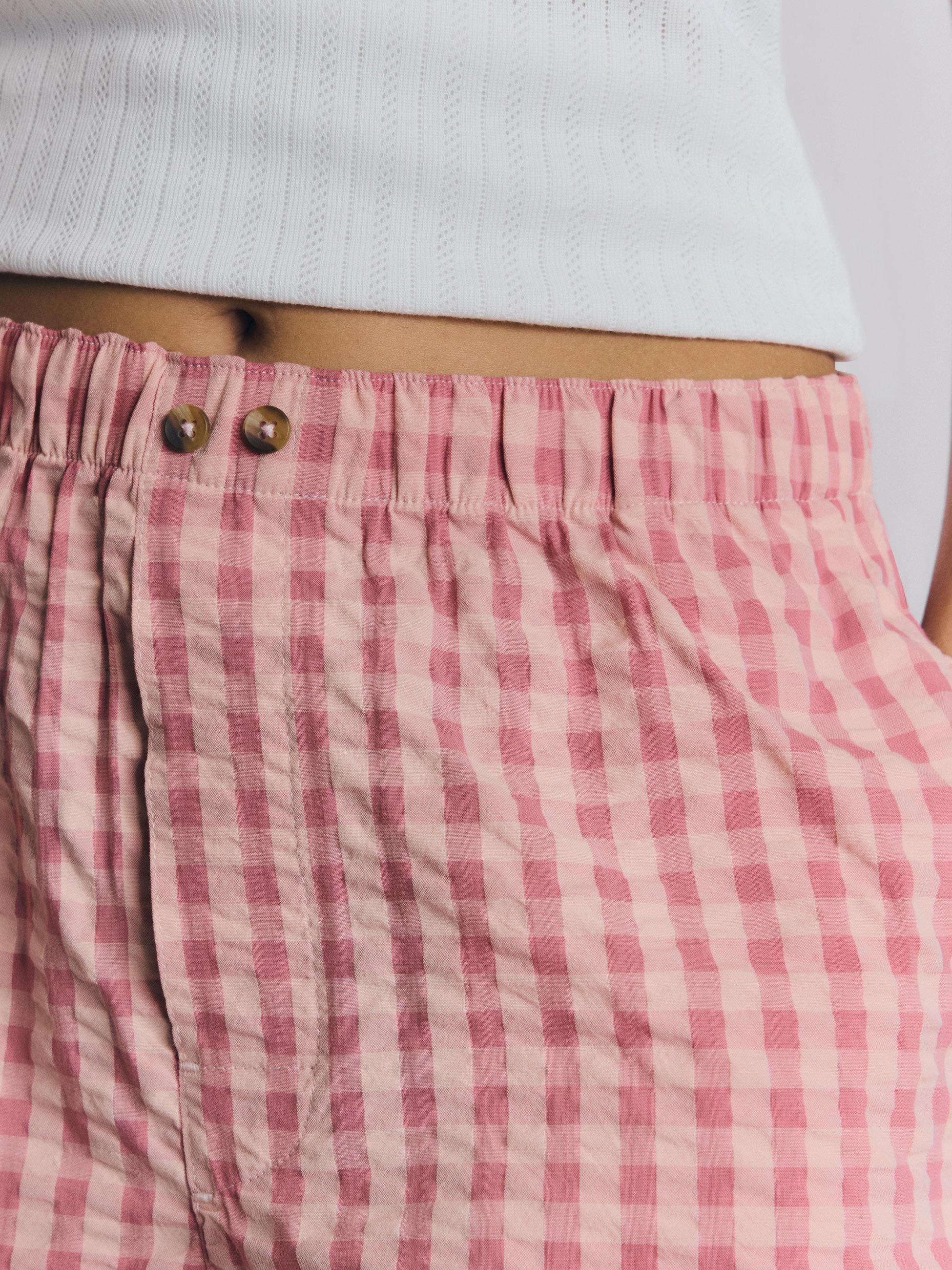 Dusty Pink & Rose Gingham Cotton Boxer Shorts - Image 3