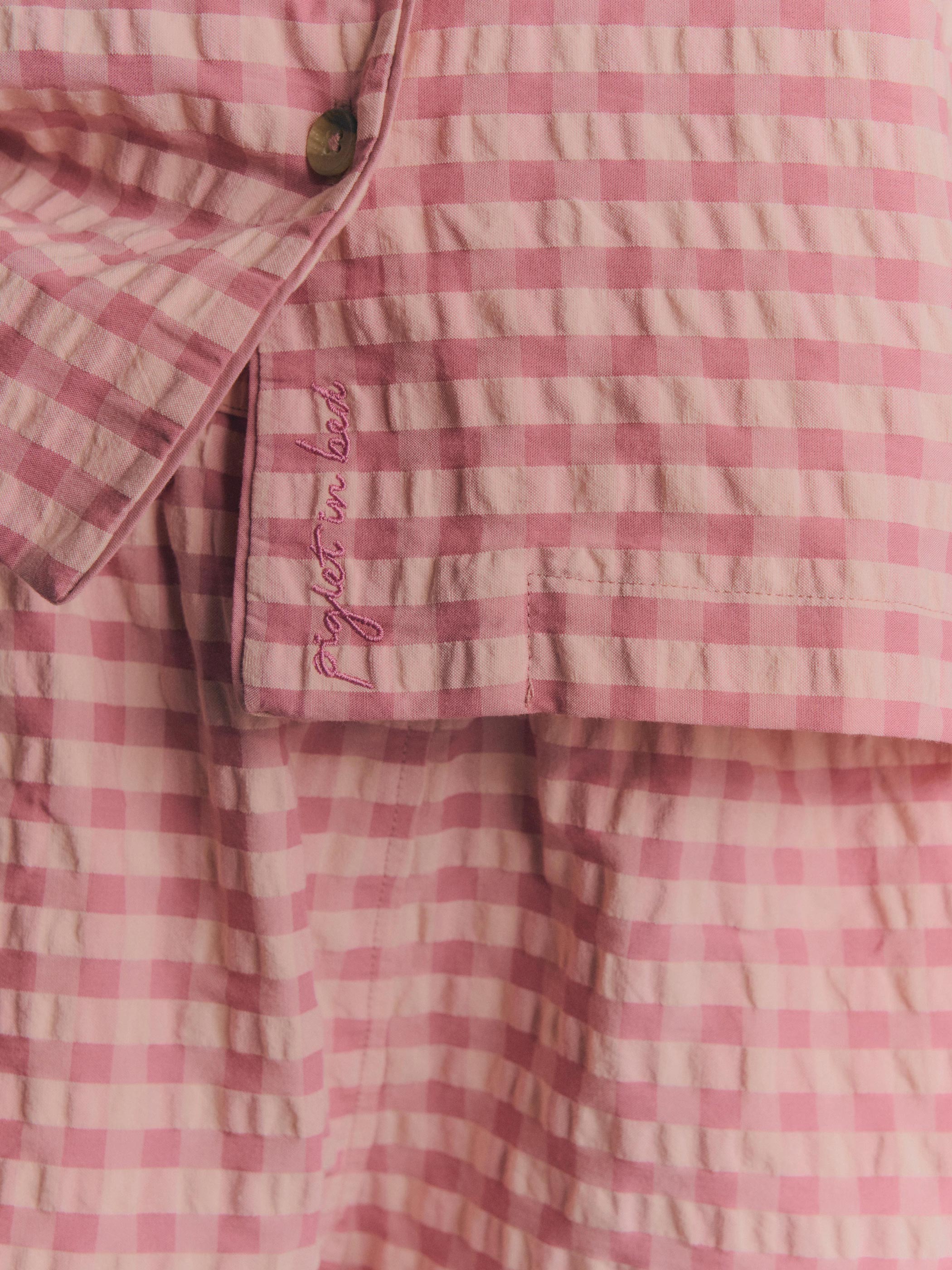 Dusty Pink & Rose Gingham Cotton Shorts Set - Image 6