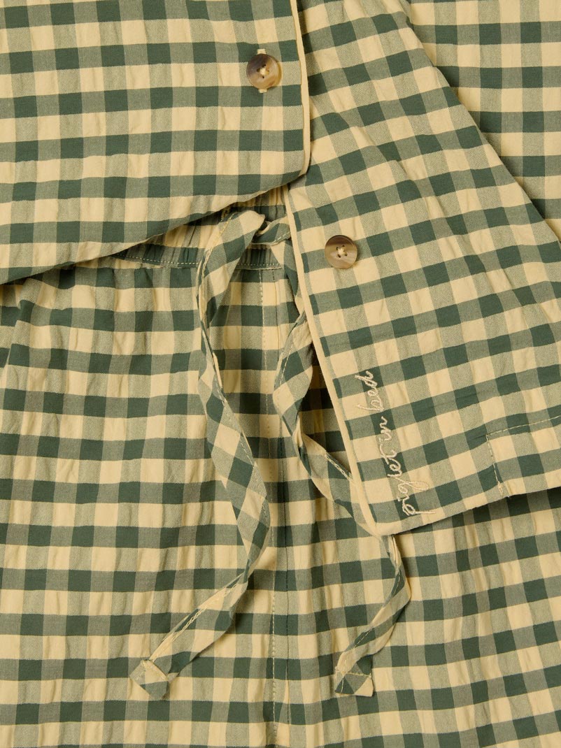Elm Green & Butter Yellow Gingham Cotton Shorts Set - Image 6