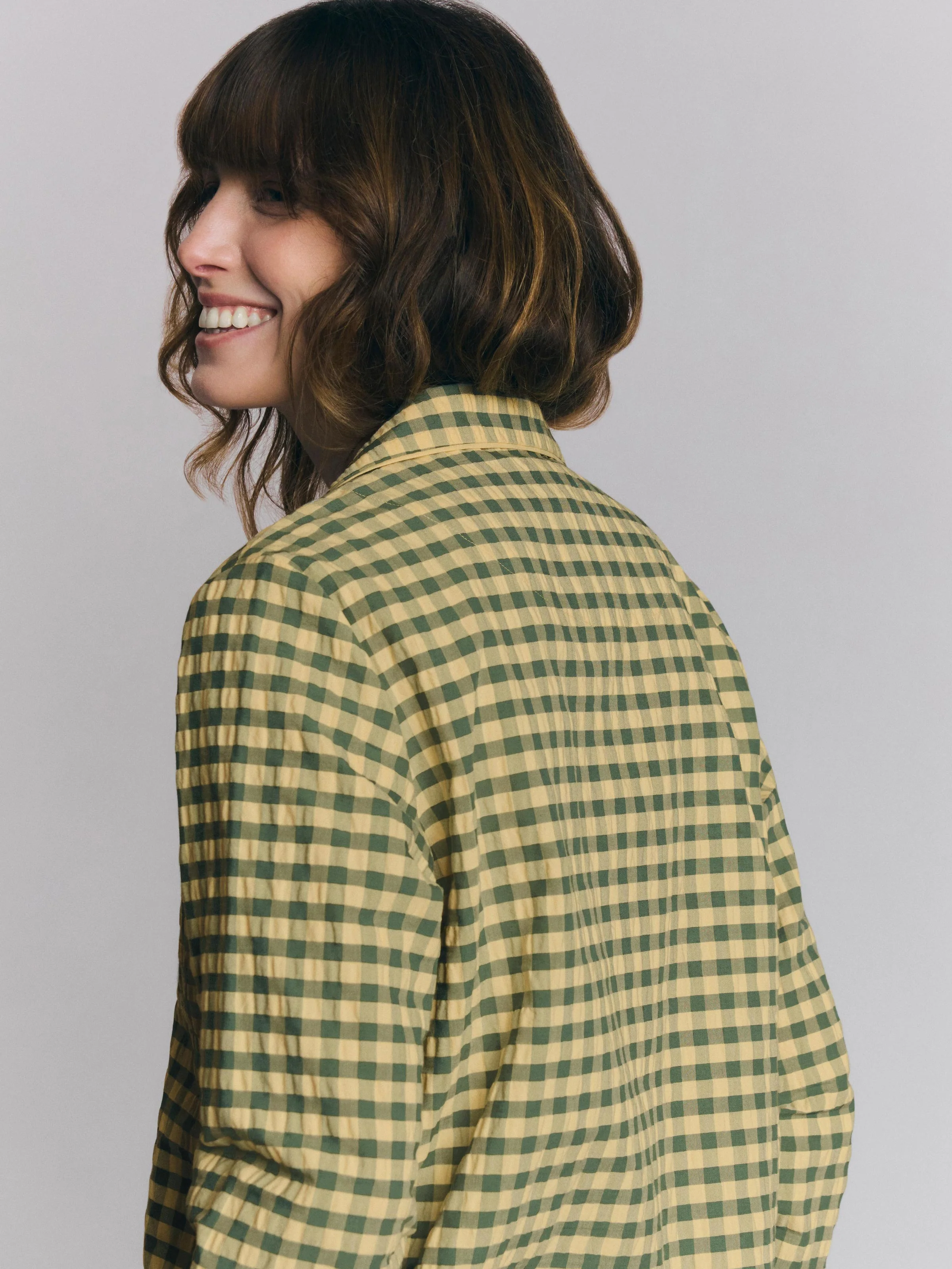 Elm Green & Butter Yellow Gingham Cotton Trouser Set - Image 3