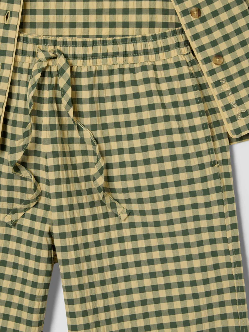 Elm Green & Butter Yellow Gingham Cotton Trouser Set - Image 6