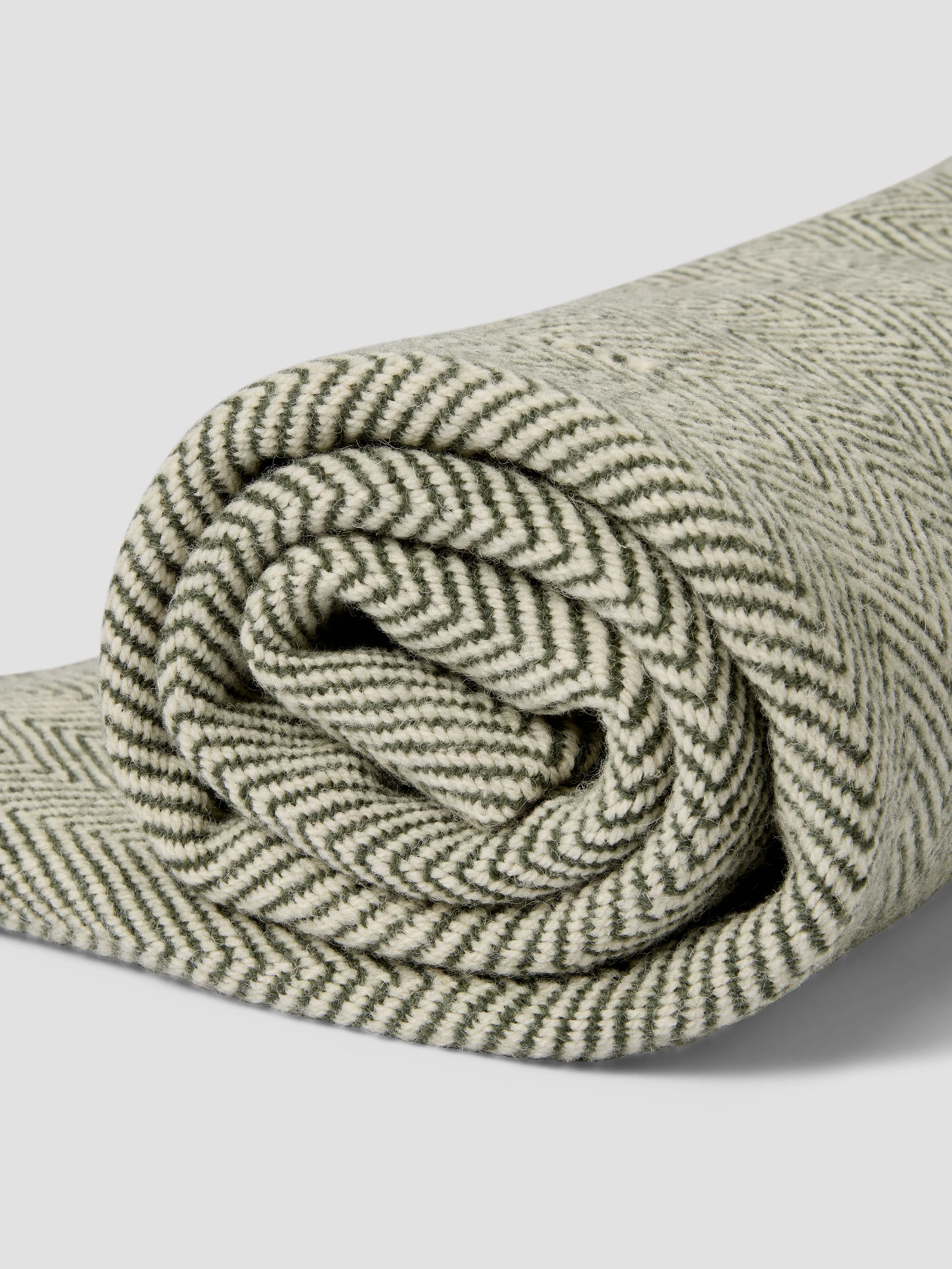 Fern Green Herringbone Wool Blanket - Image 2