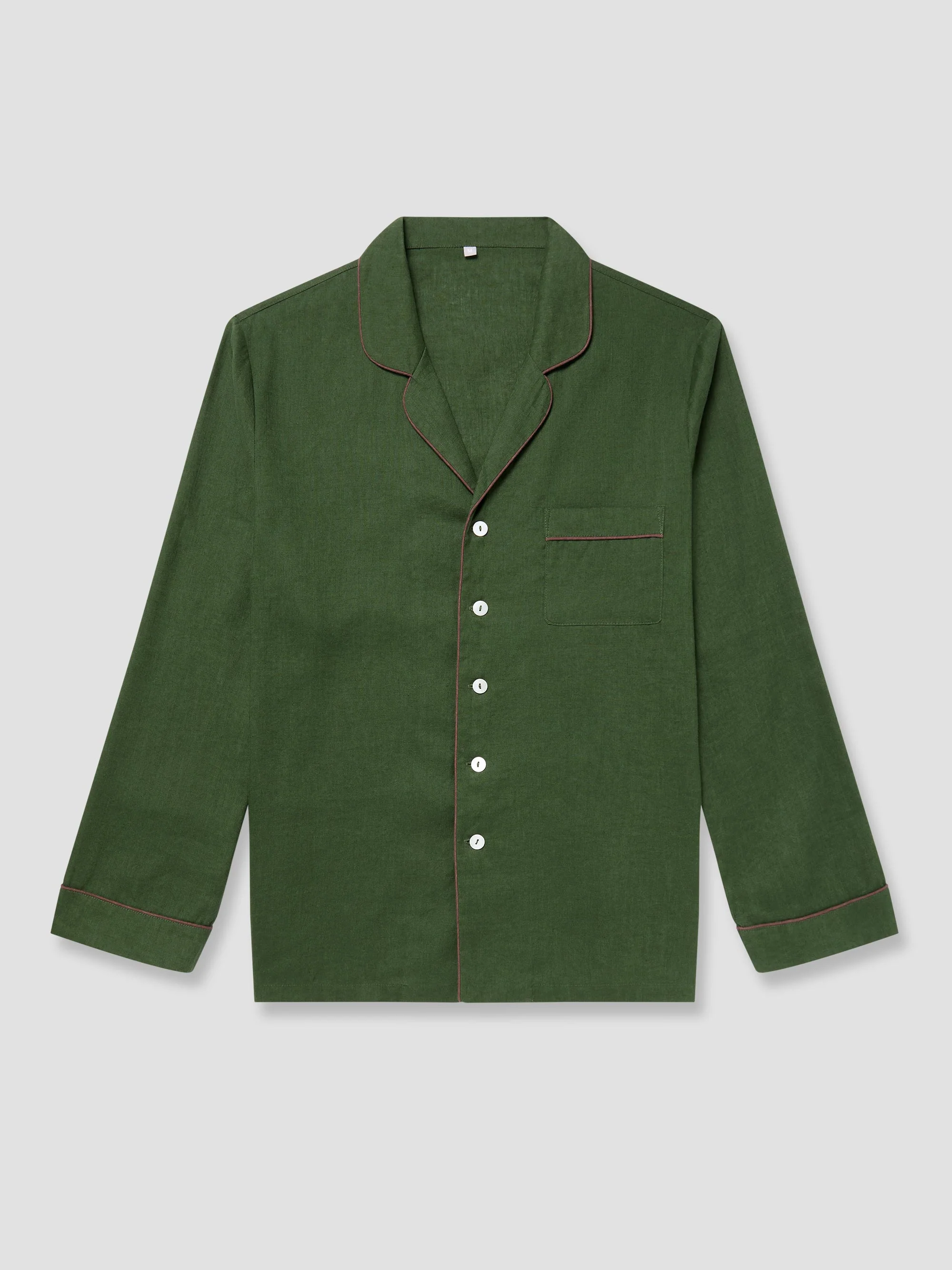 Men's Fern Green Linen Pyjama Shirt