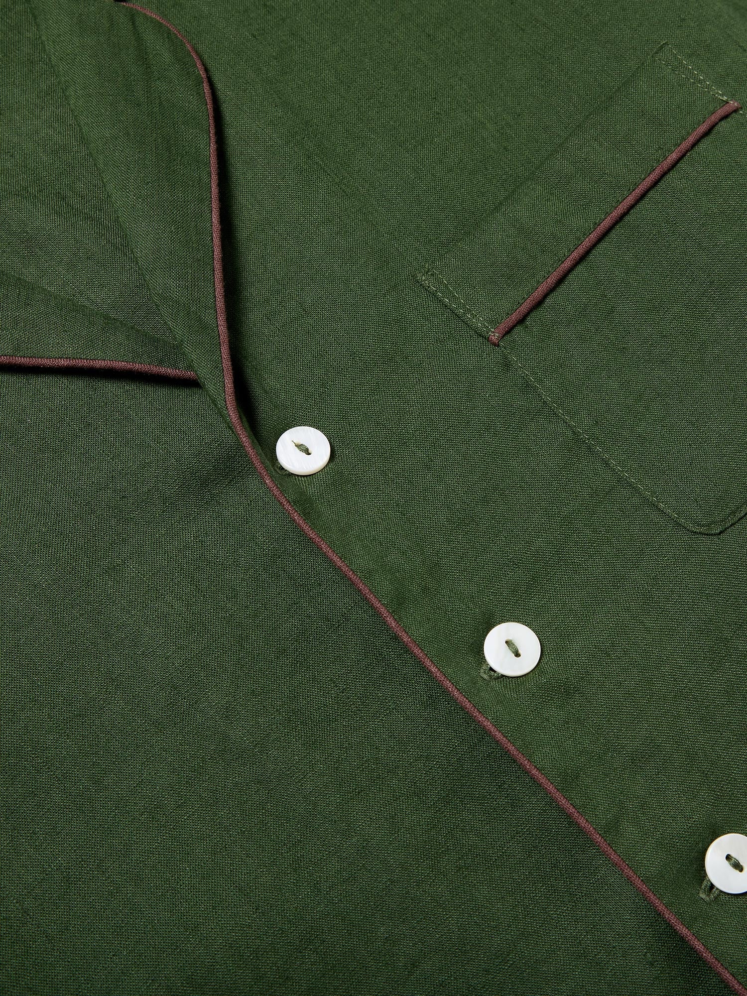Men's Fern Green Linen Pyjama Shirt - Image 2