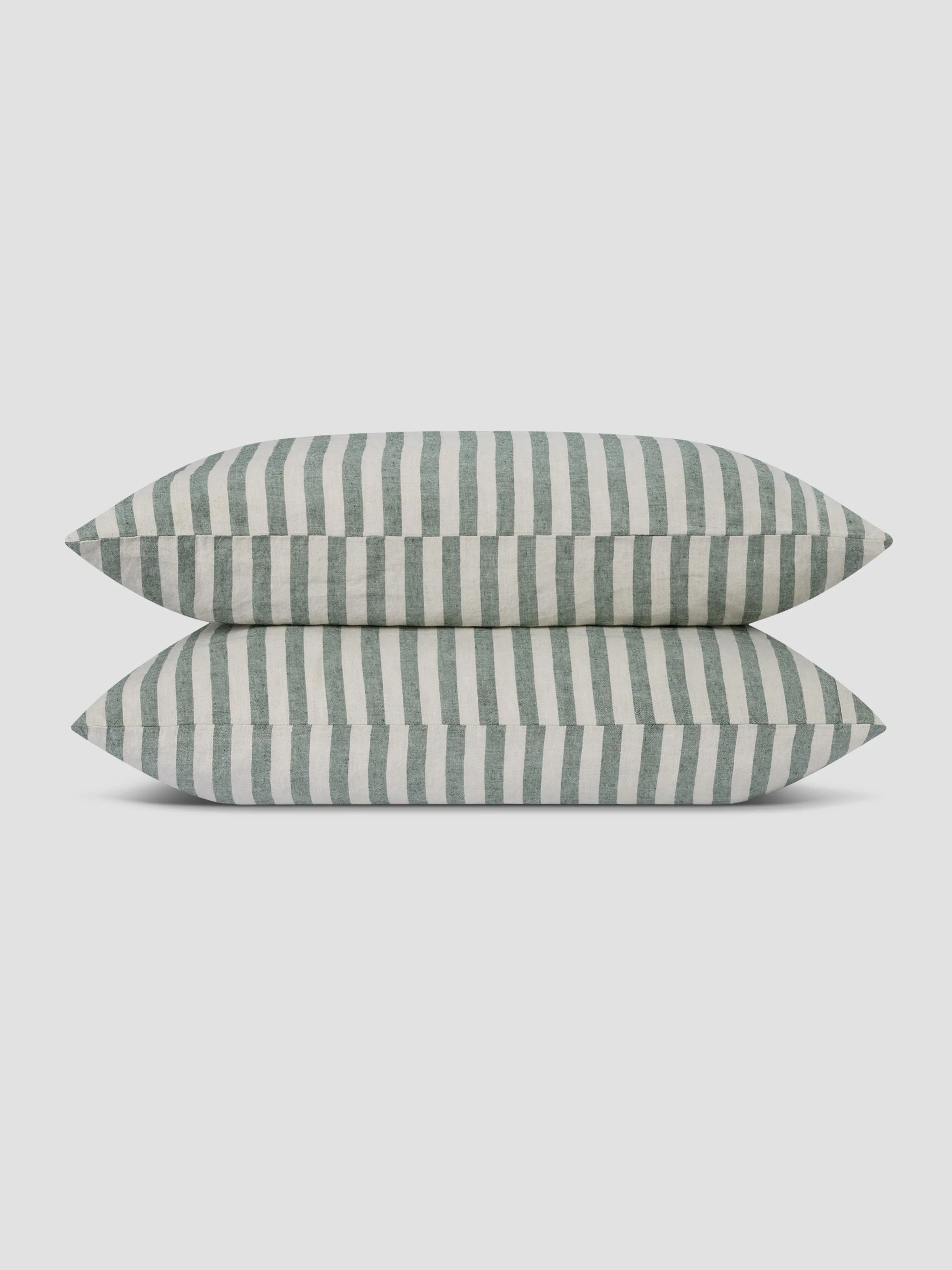 Fern Green Pembroke Stripe Linen Blend Pillowcases (Pair) - Image 2