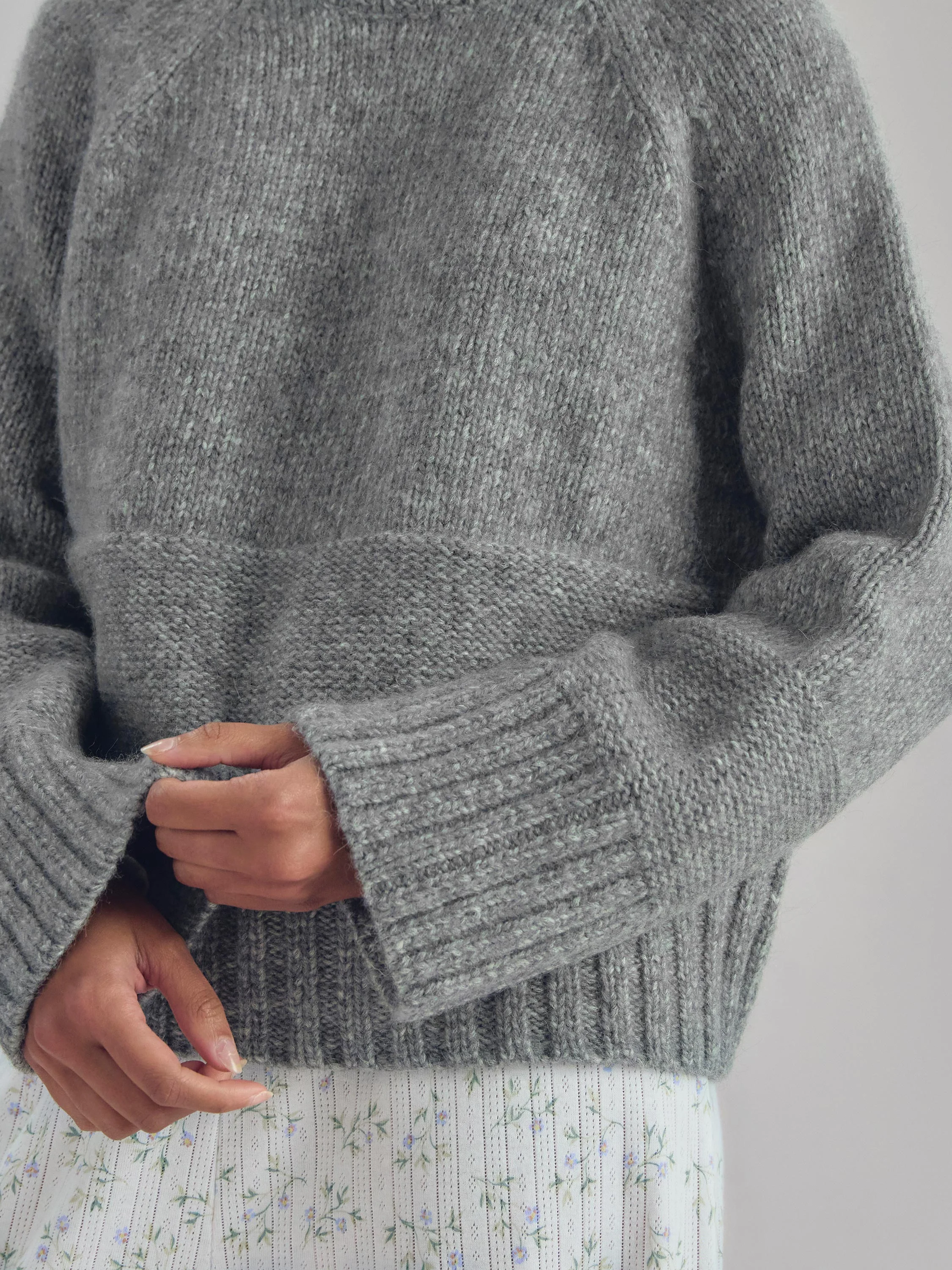 Grey Crew Neck Wool Jumper - Image 2
