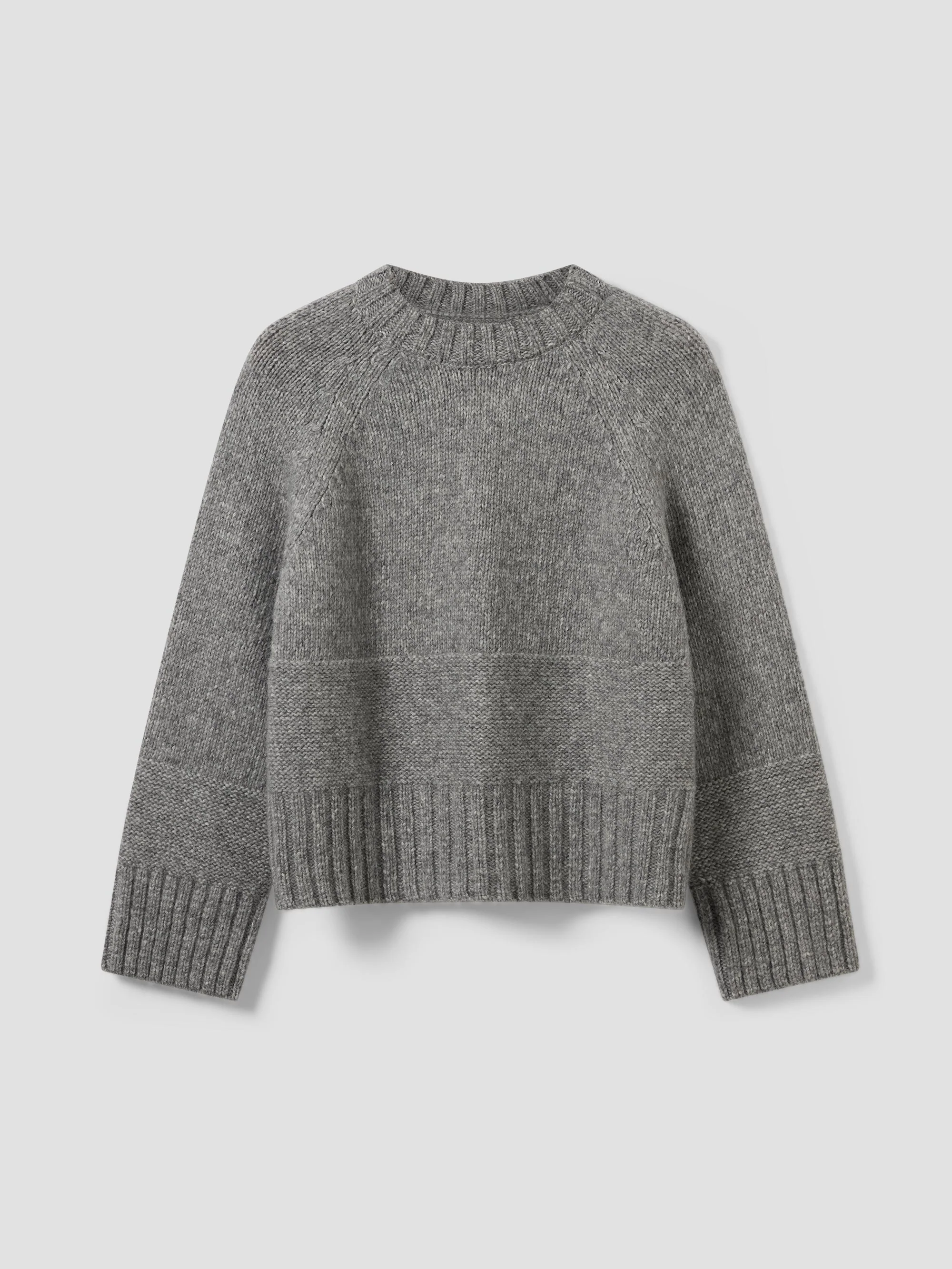 Grey Crew Neck Wool Jumper - Image 4