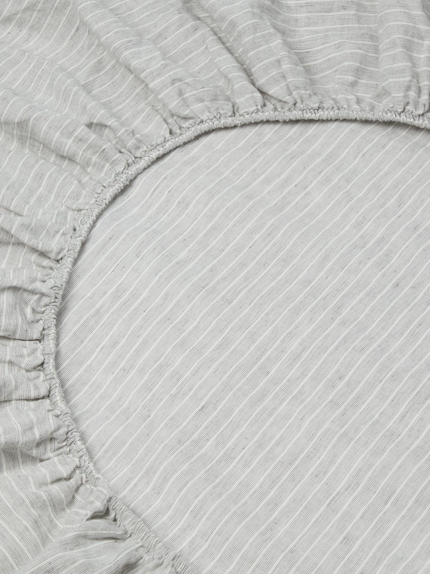Grey Mini Stripe Linen Blend Fitted Sheet - Image 2