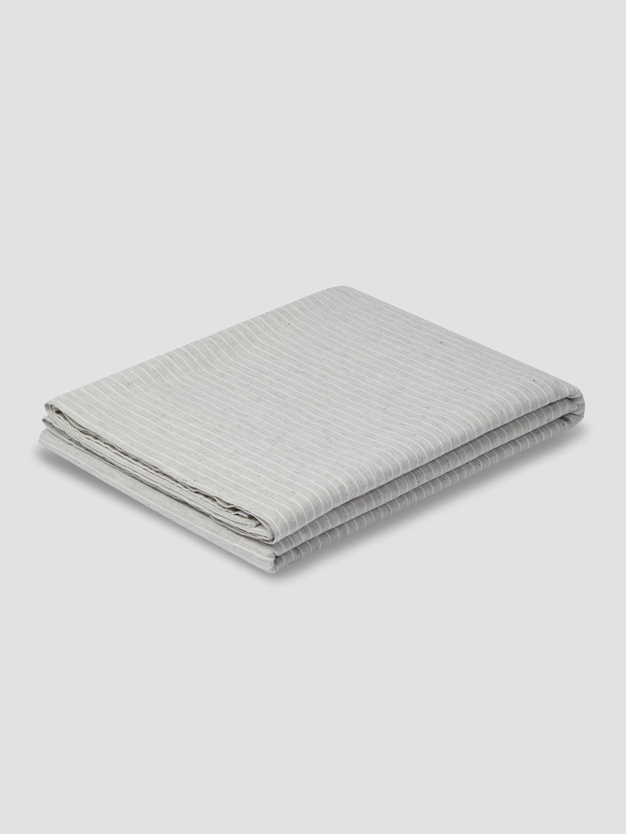 Grey Mini Stripe Linen Blend Flat Sheet - Image 2