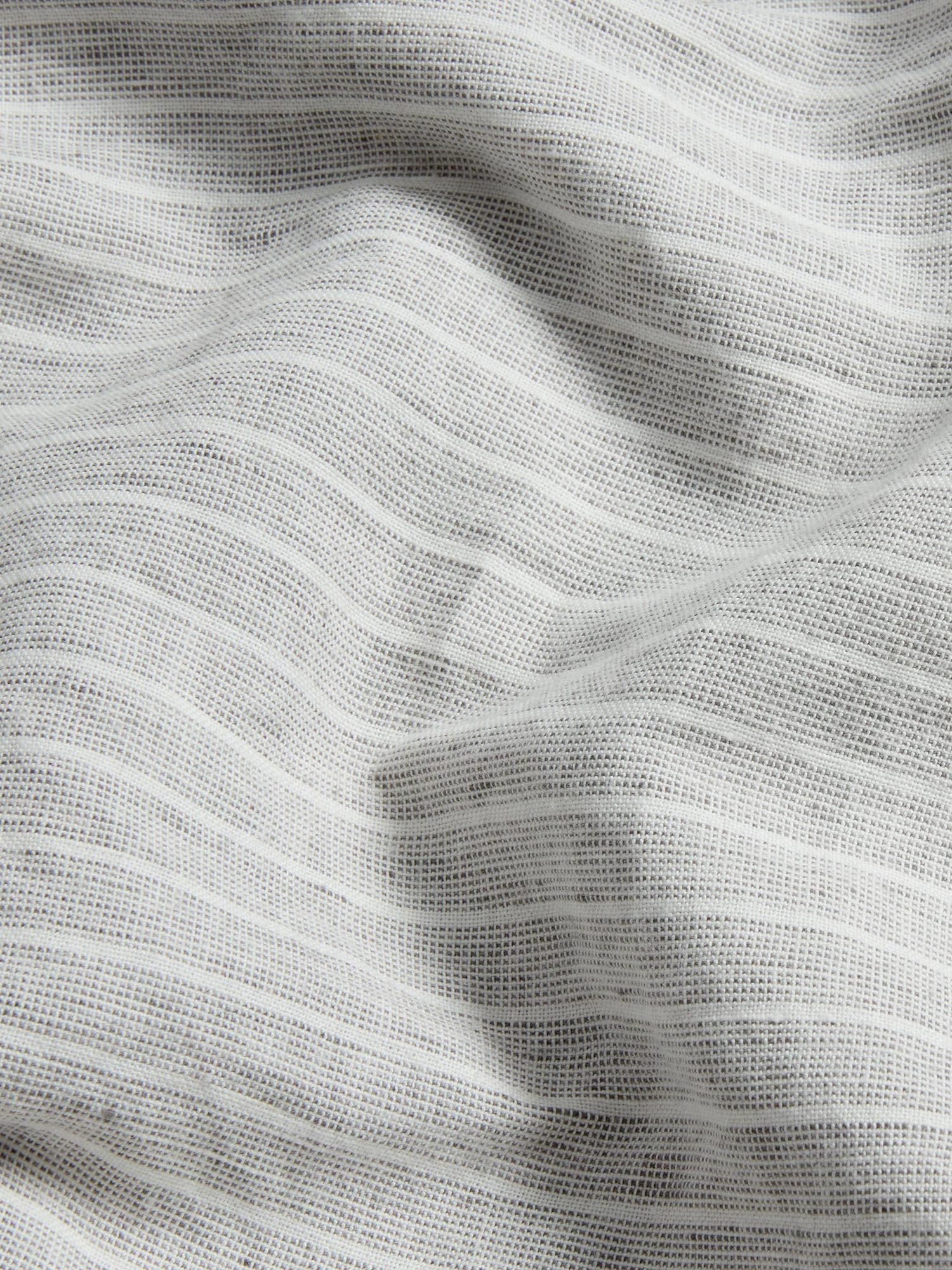 Grey Mini Stripe Linen Blend Flat Sheet - Image 3