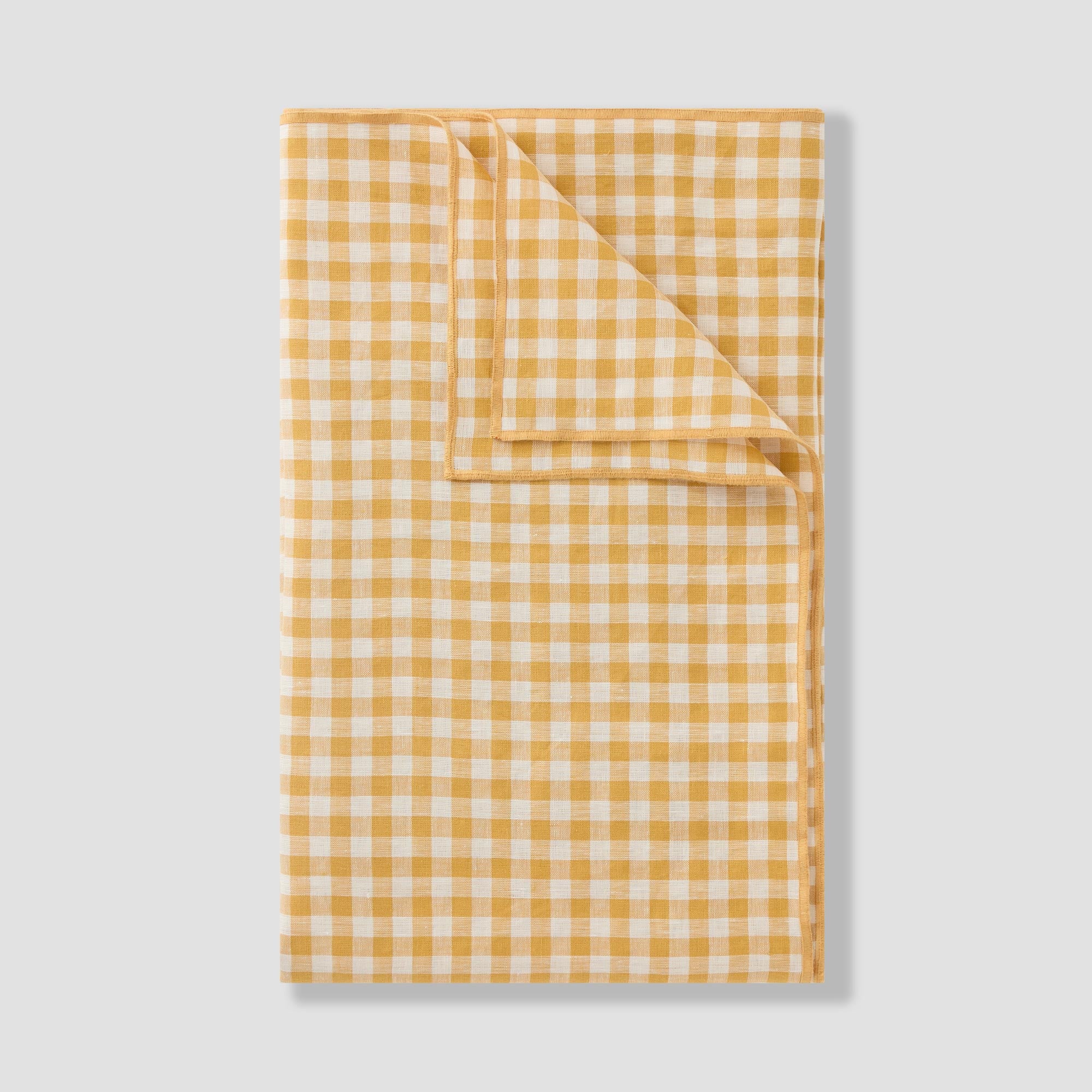 Honey Gingham 100% Linen Tablecloth - Image 3