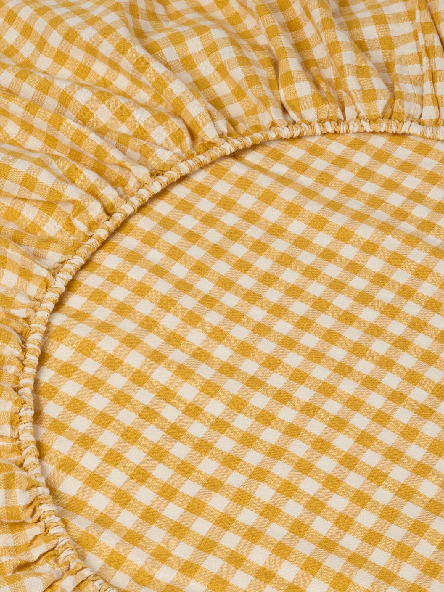 Honey Gingham 100% Linen Fitted Sheet - Image 2
